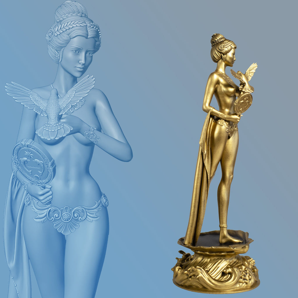 12" Aphrodite (Venus) Statue, Love, Sexuality, Beauty Goddess. In Gold, Silver, Black colors (Handmade, UV-resin)