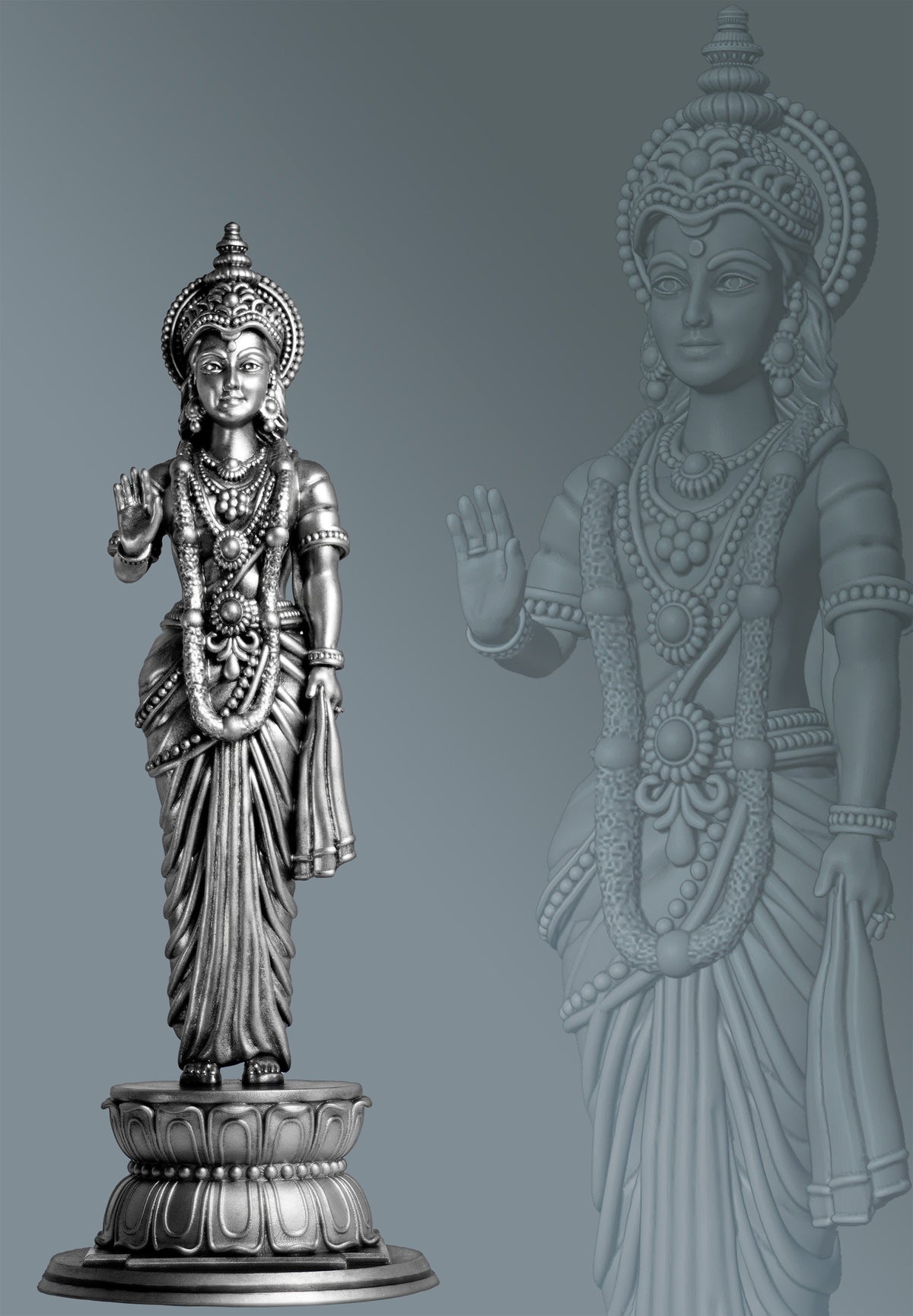 Sita-Statue, Frau von Lord Rama aus dem Ramayana-Epos. Avatar der Göttin Lakshmi. (Handgefertigt, UV-Harz)