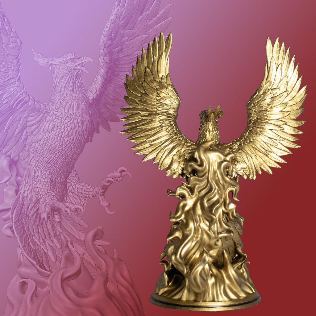 Phoenix Statue, Mythical Immortal Bird. Eternal Triumph of Life over Death. (Handmade, UV-resin)