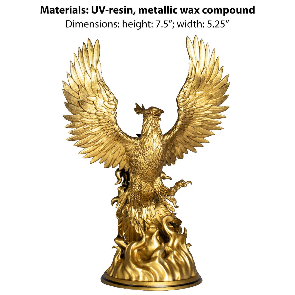 Phoenix Statue, Mythical Immortal Bird. Eternal Triumph of Life over Death. (Handmade, UV-resin)