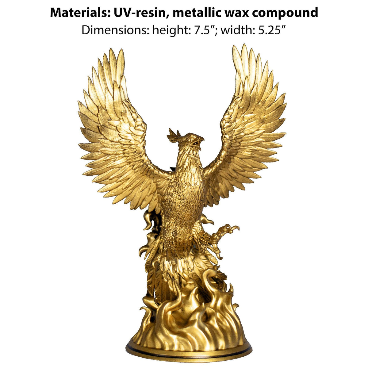 Phoenix Statue, Mythical Immortal Bird. Eternal Triumph of Life over Death. (Handmade, UV-resin)