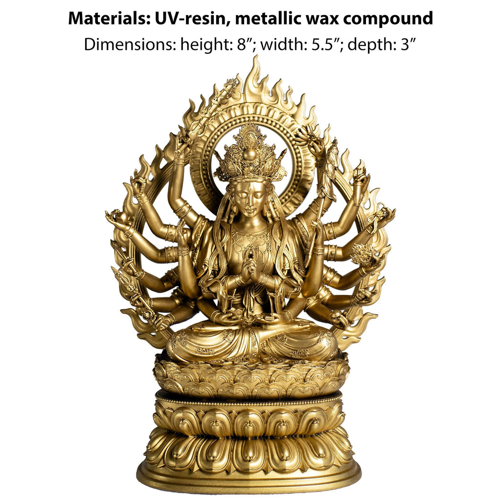 18-armed Cundi Buddha Mother Statue, Female Deity in Mahayana Buddhism (Handmade, UV-resin)