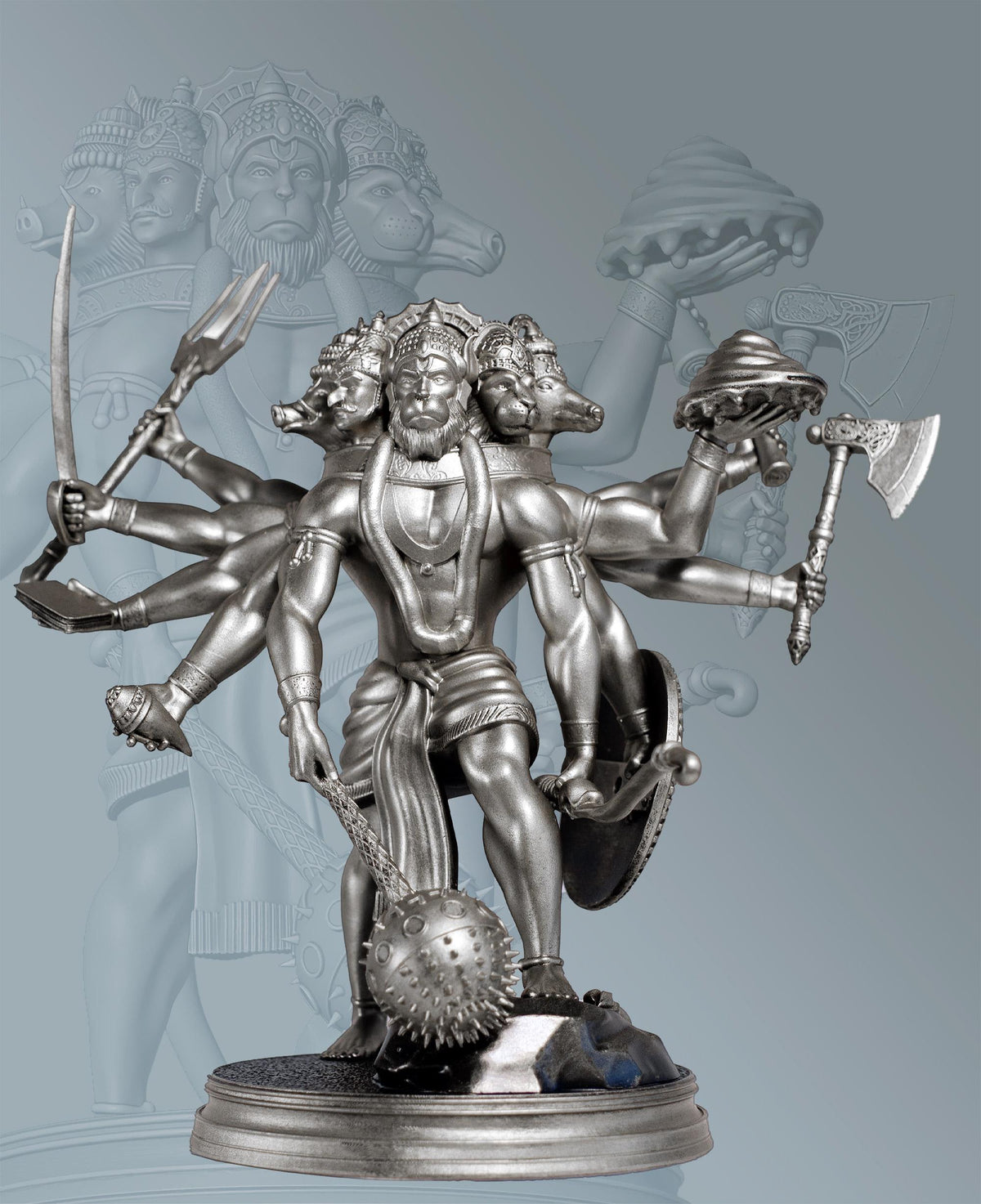 Lord Panchamukhi Hanuman Statue, 5-faced form of Hanuman (Handmade, UV-resin, 2 sizes)
