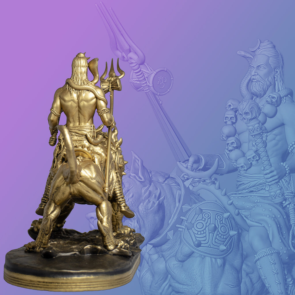 Lord Bhairava Statue, Sri Kaal Bhairav, Lord Shiva's Fearsome Form. (Handmade, UV-resin, 2 sizes)
