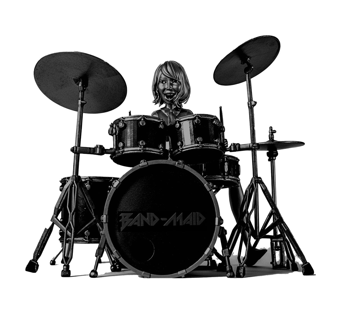 Figurine of Akane from Band-Maid, the rock-star drummer (Handmade, UV-resin)