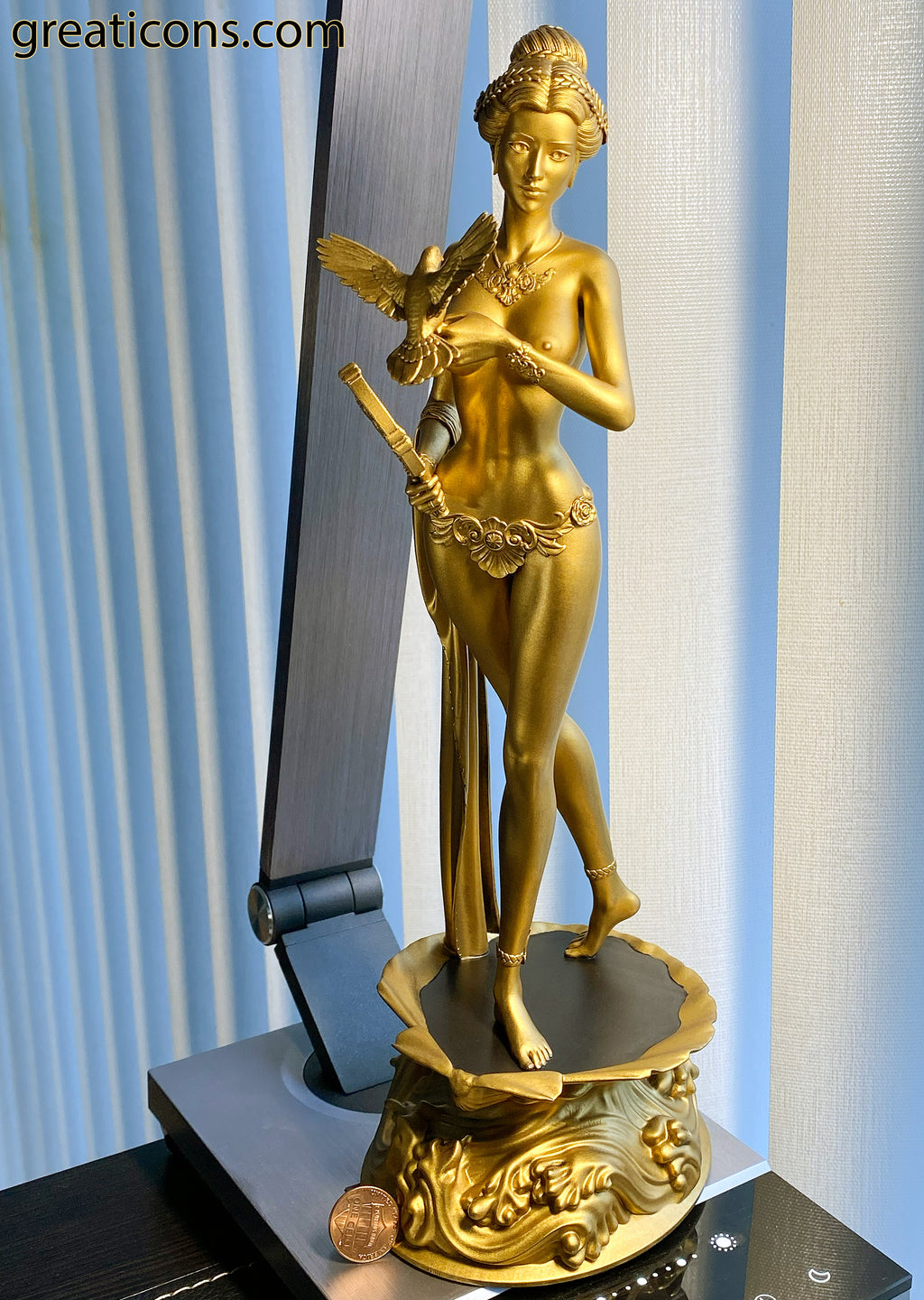 12" Aphrodite (Venus) Statue, Love, Sexuality, Beauty Goddess. In Gold, Silver, Black colors (Handmade, UV-resin)