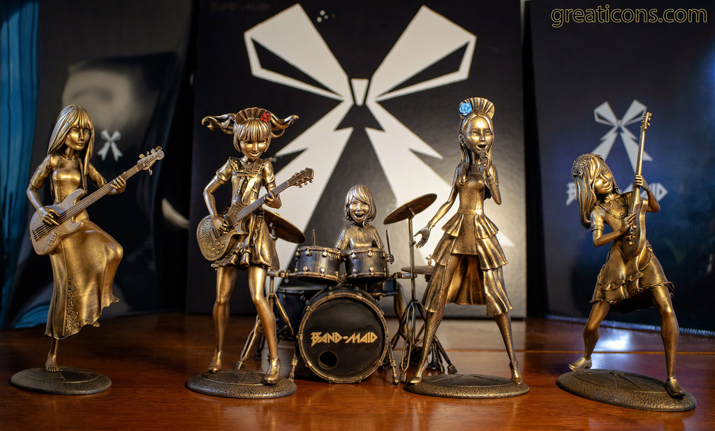 Complete Band-Maid of 3D modeled and printed handmade UV-resin figurines