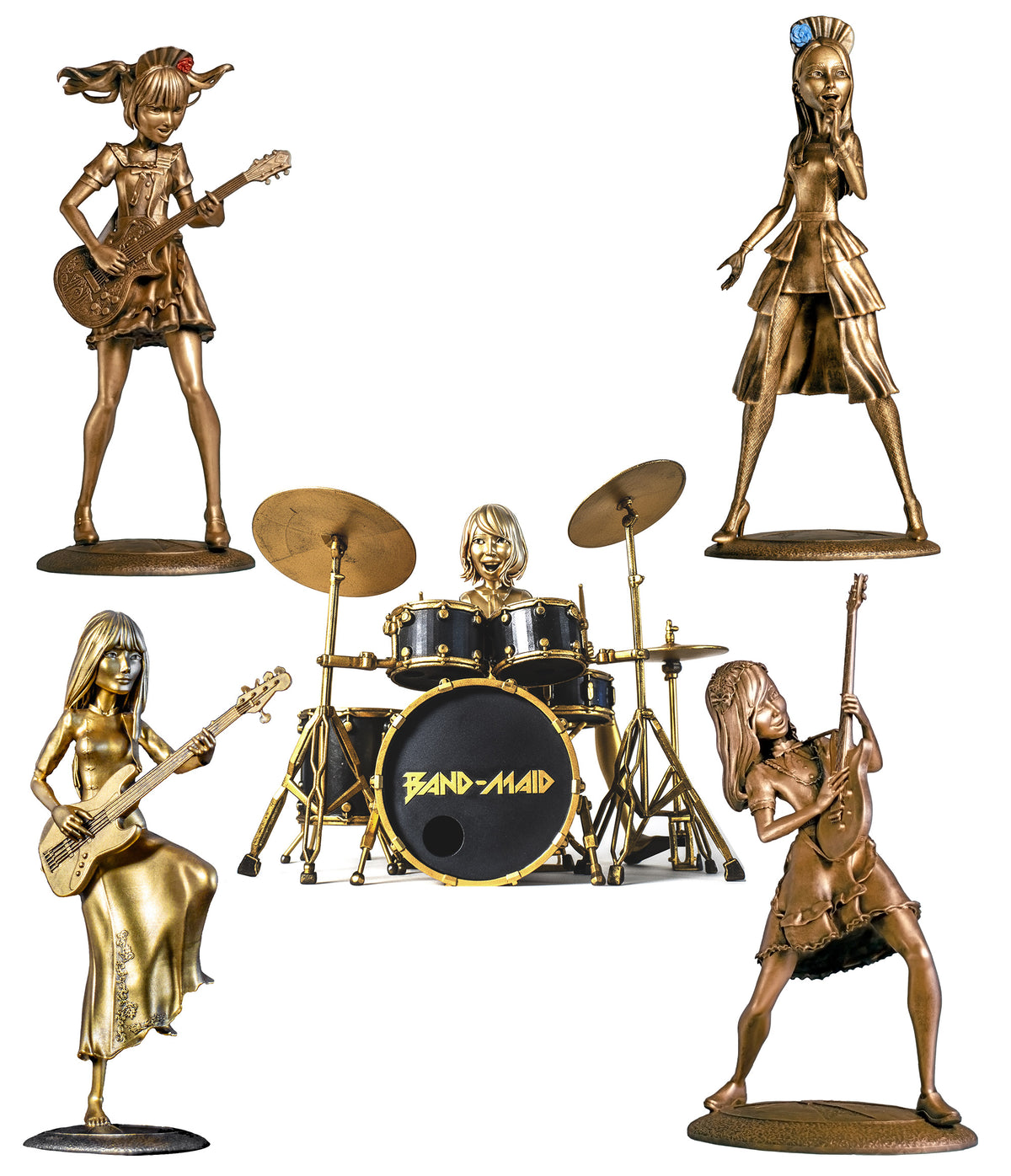 Complete Band-Maid of 3D modeled and printed handmade UV-resin figurines