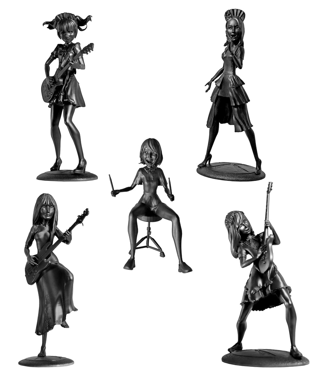 Complete Band-Maid of 3D modeled and printed handmade UV-resin figurines