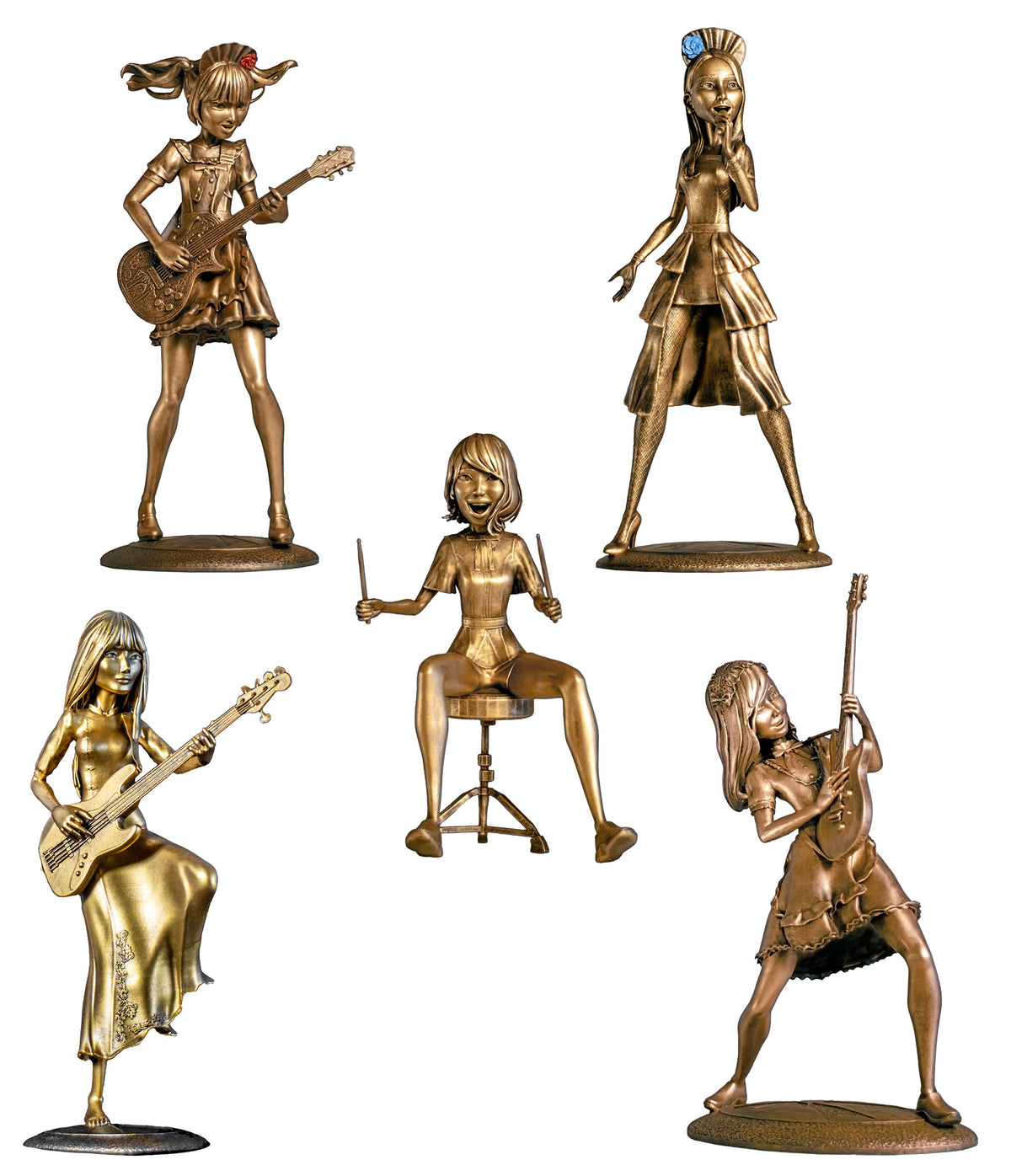 Complete Band-Maid of 3D modeled and printed handmade UV-resin figurines