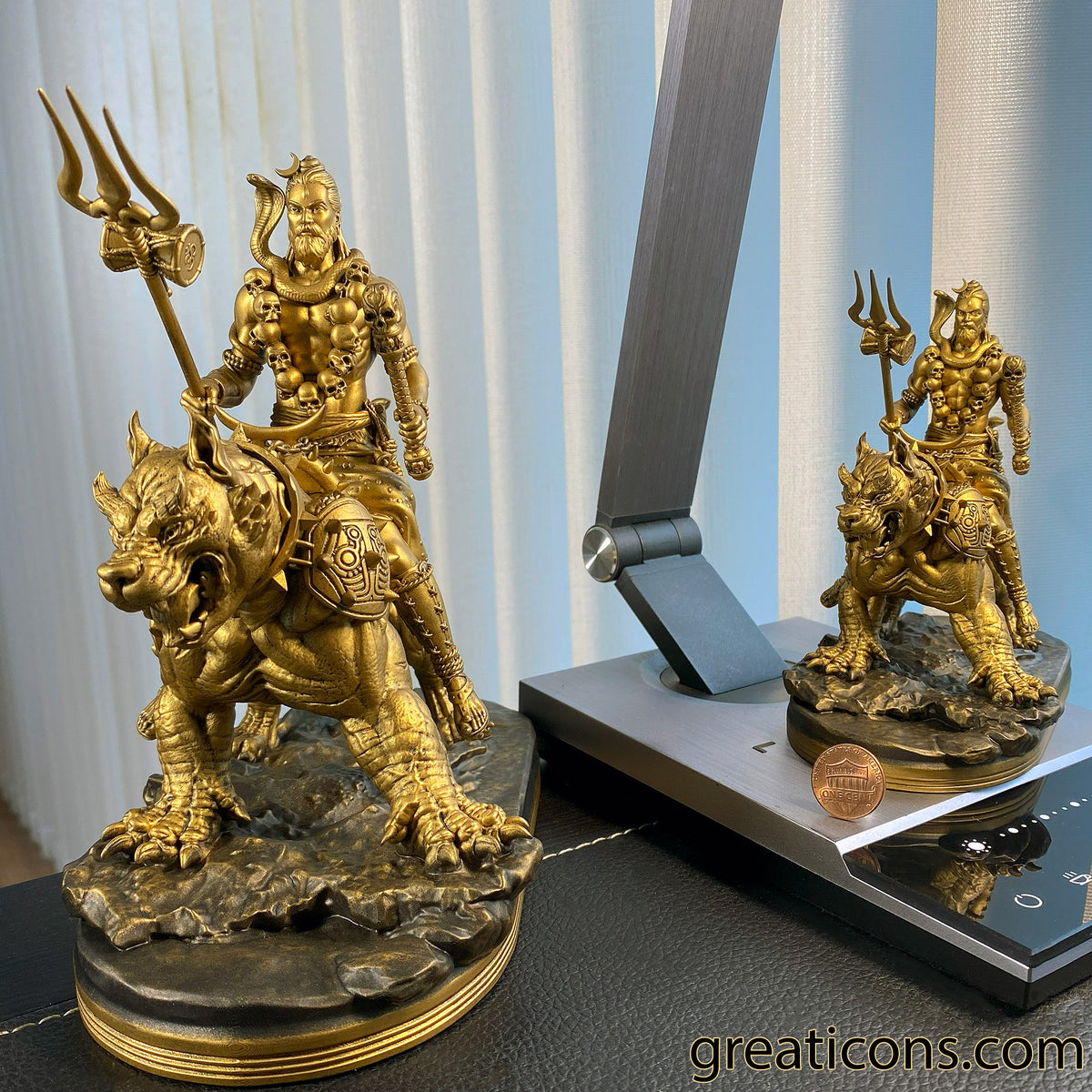 Lord Bhairava Statue, Sri Kaal Bhairav, Lord Shiva's Fearsome Form. (Handmade, UV-resin, 2 sizes)