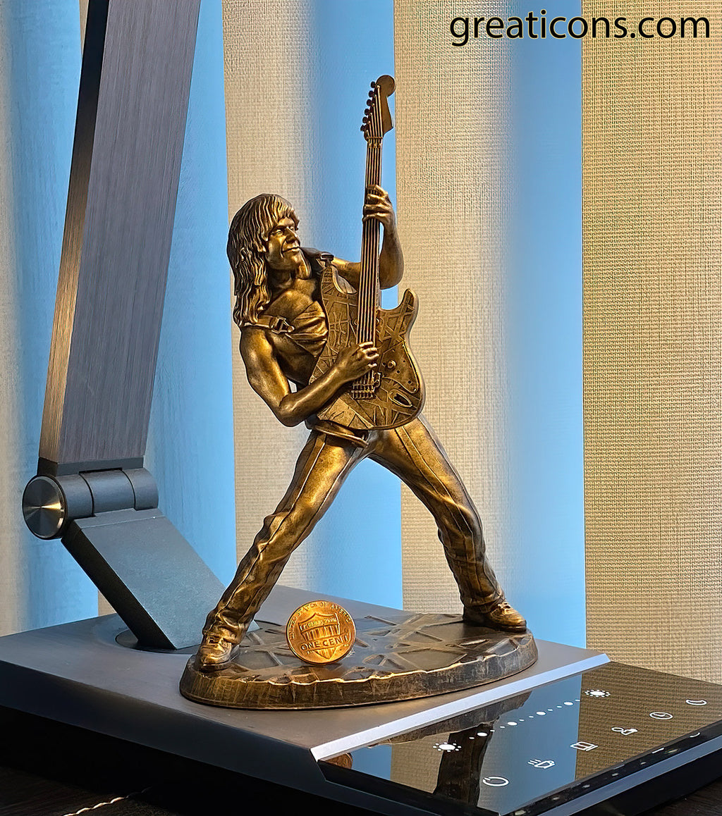 Statue of Eddie Van Halen (EVH), legendary rock-star guitarist (Handmade, UV-resin)