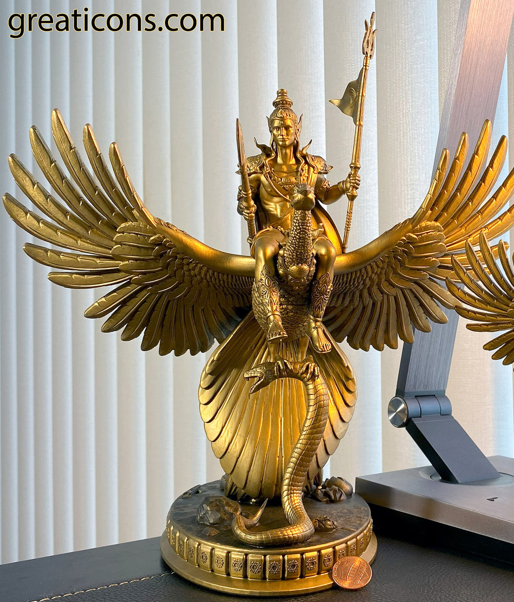 Statue du Seigneur Kartikeya (Grande 11"). Skanda, Murugan, Kumara, fils du Seigneur Shiva. (Fait main, résine UV)