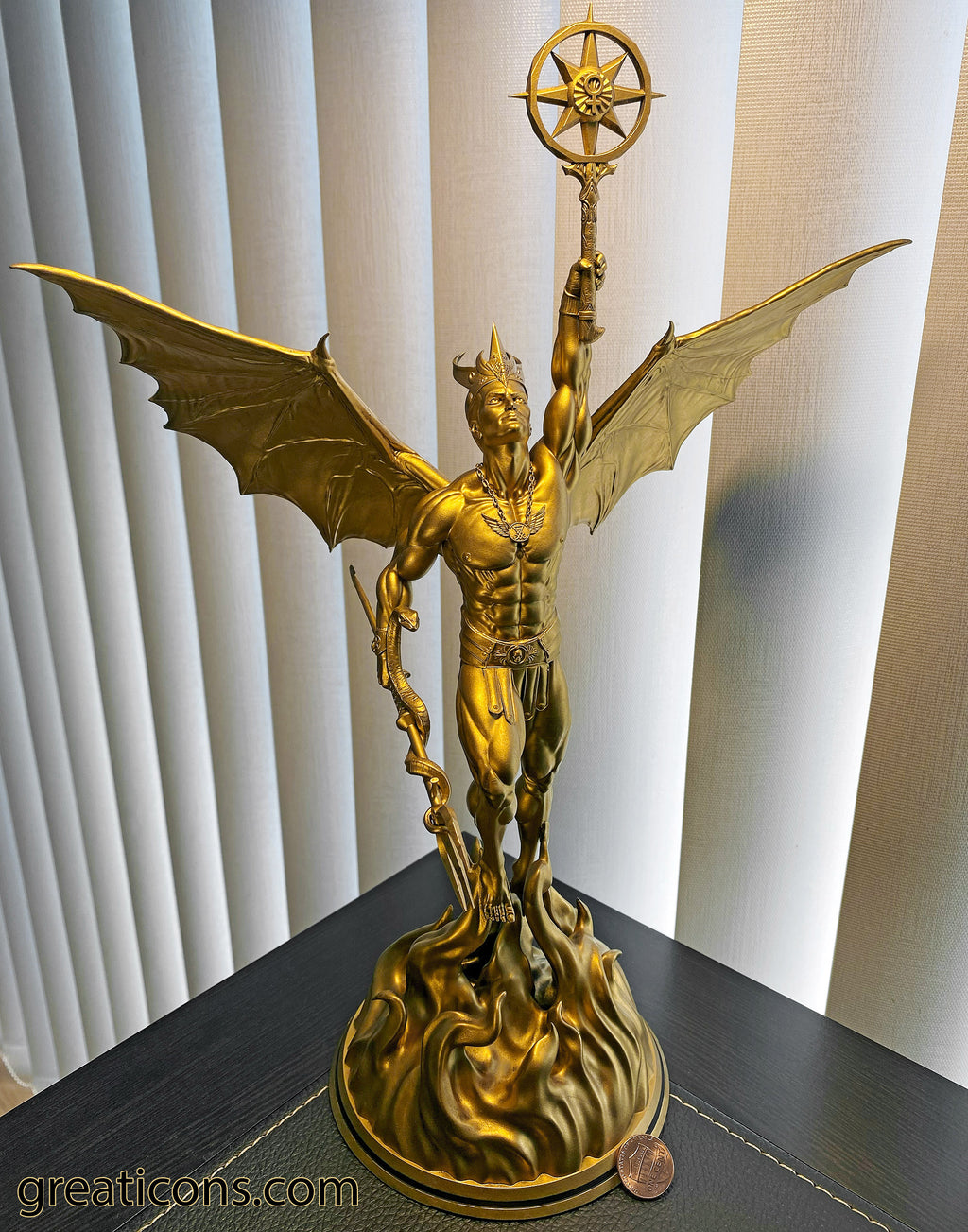 Lucifer Rising Statue, Fallen Angel, Satan, Devil in Christian Theology (Handmade, UV-Resin)