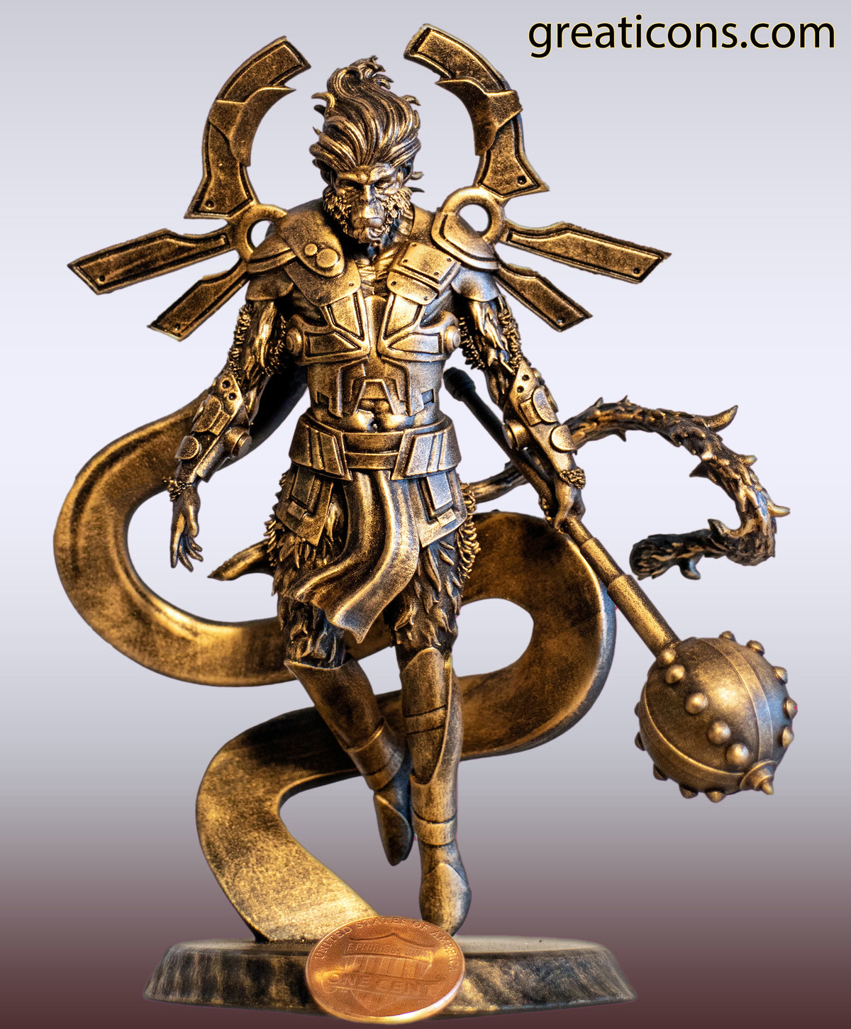 Statue du Seigneur Pavanputra Hanuman en vol. (Fait main, résine UV)