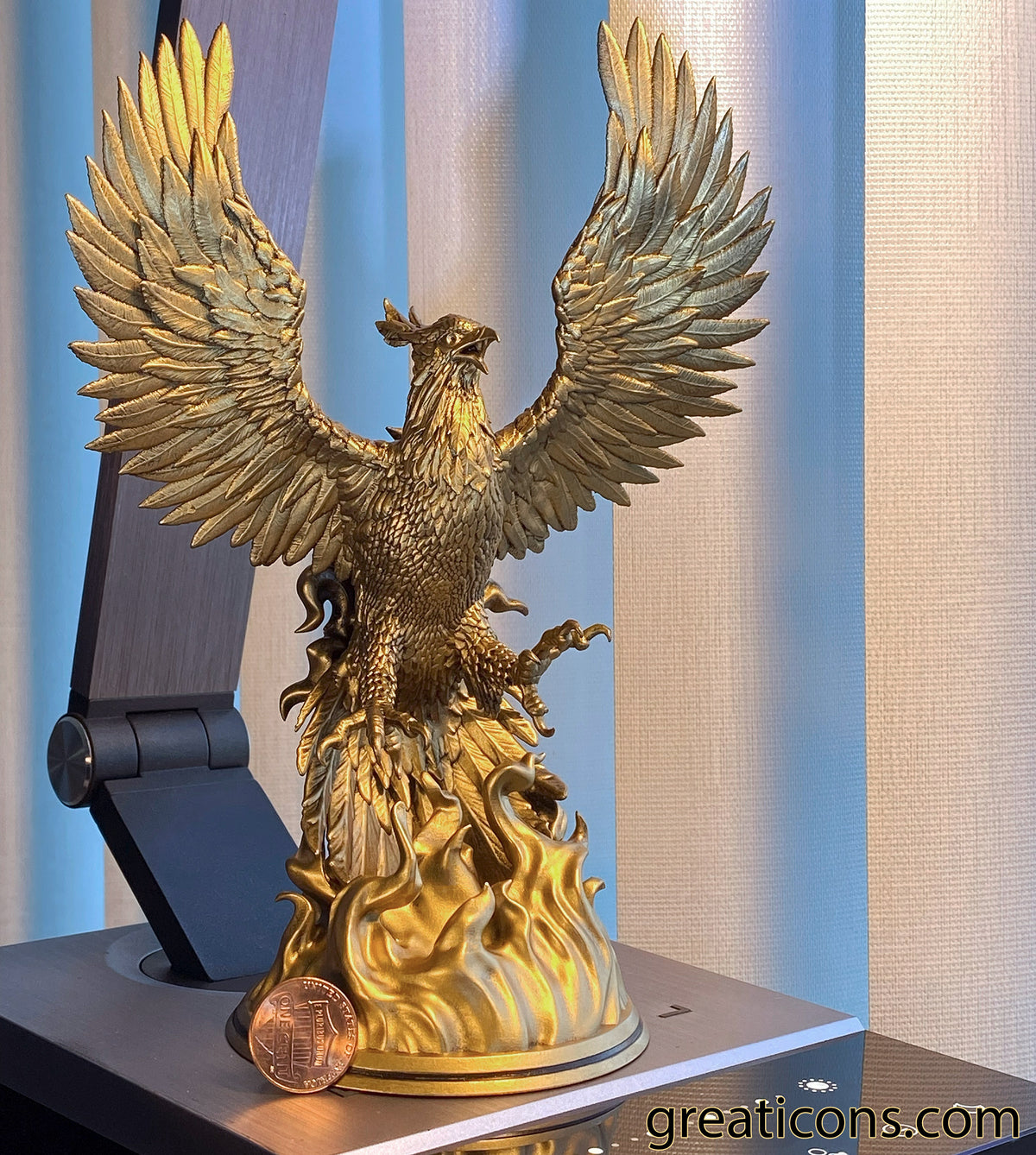 Phoenix Statue, Mythical Immortal Bird. Eternal Triumph of Life over Death. (Handmade, UV-resin)