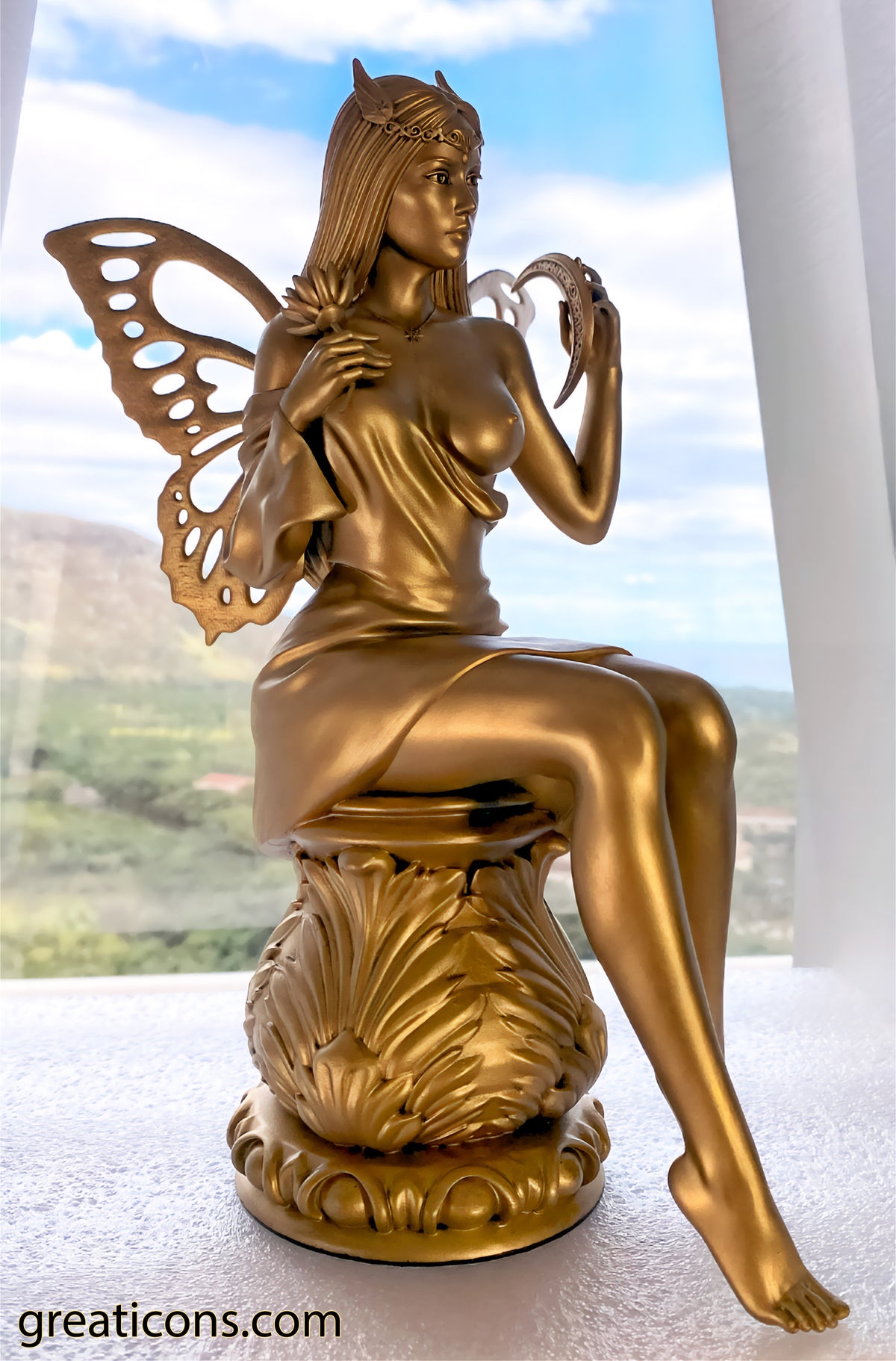 12" Statue of Psyche, ancient Greek Goddess of the Soul. (Handmade, UV-resin)