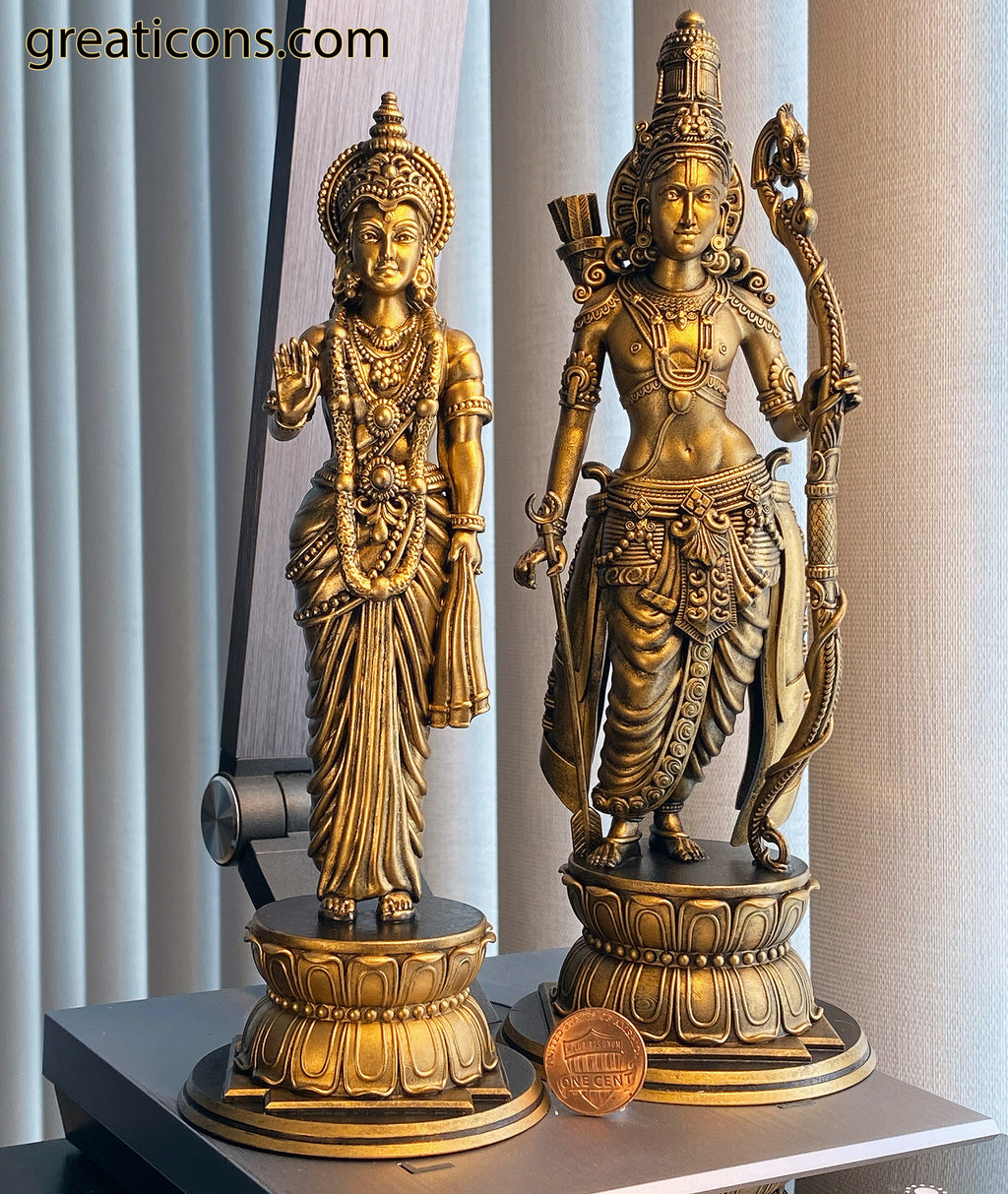 Lord Ram & Sita Mata (bundle) Statues, Main Deities in Ramayana Epic. (Handmade, UV-resin)