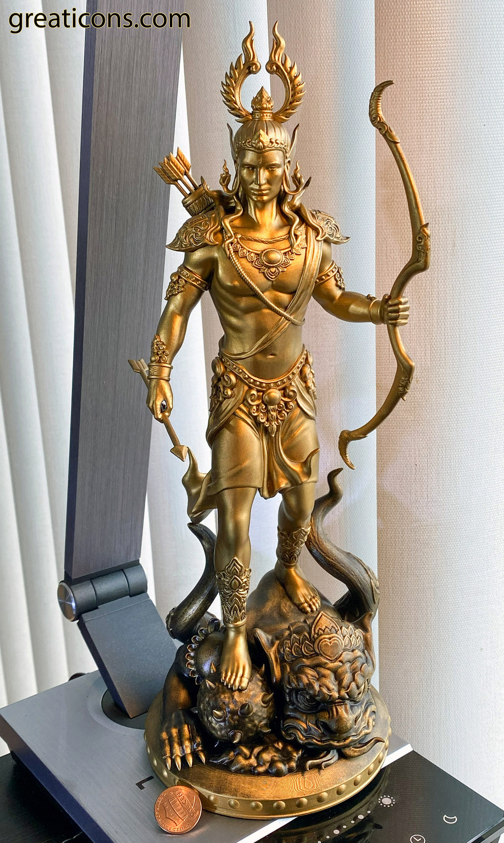Shri Ram the Demon Slayer, 12" Statue. Rama, Ramar, Raman, Ramachandra. (Handmade, UV-resin)