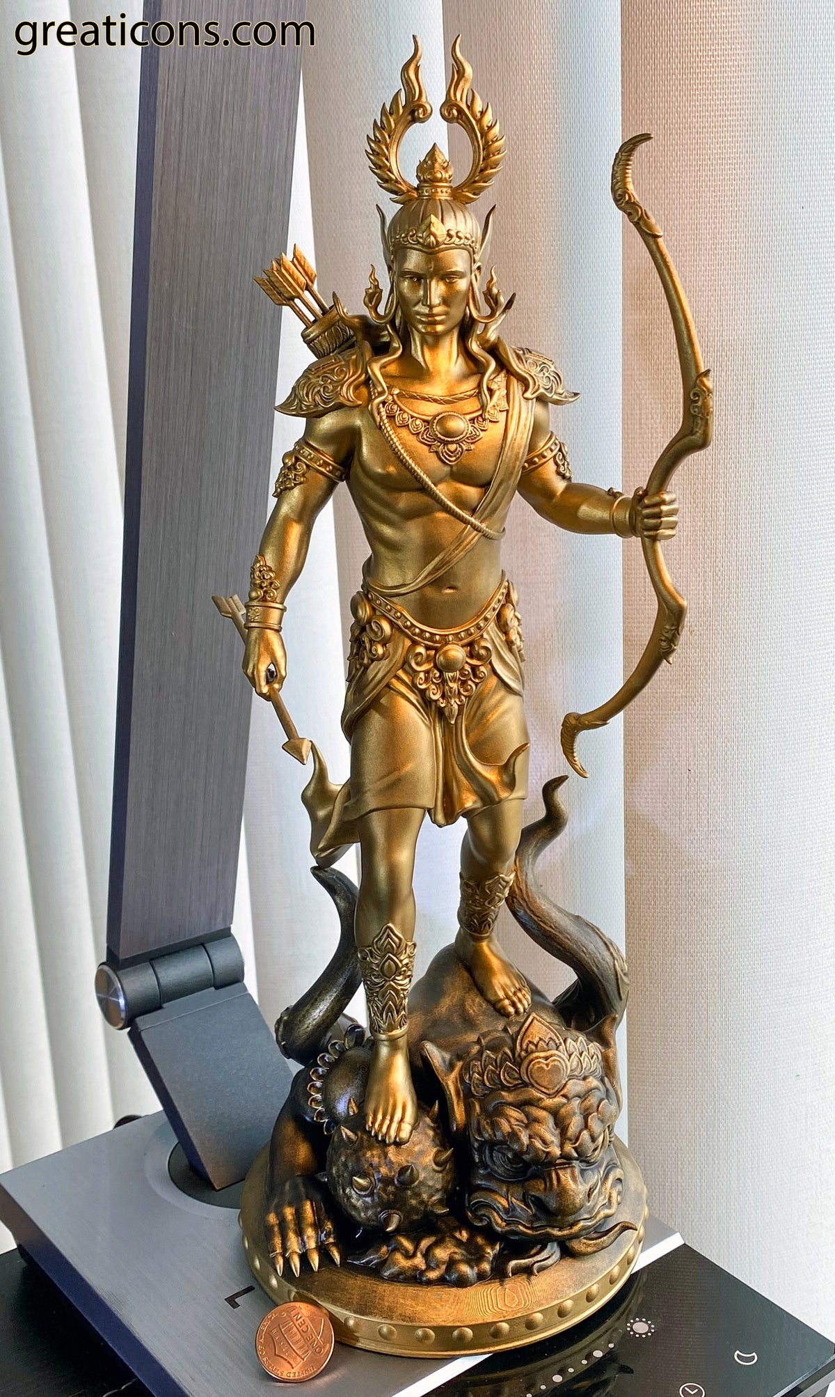 Shri Ram the Demon Slayer, 12" Statue. Rama, Ramar, Raman, Ramachandra. (Handmade, UV-resin)