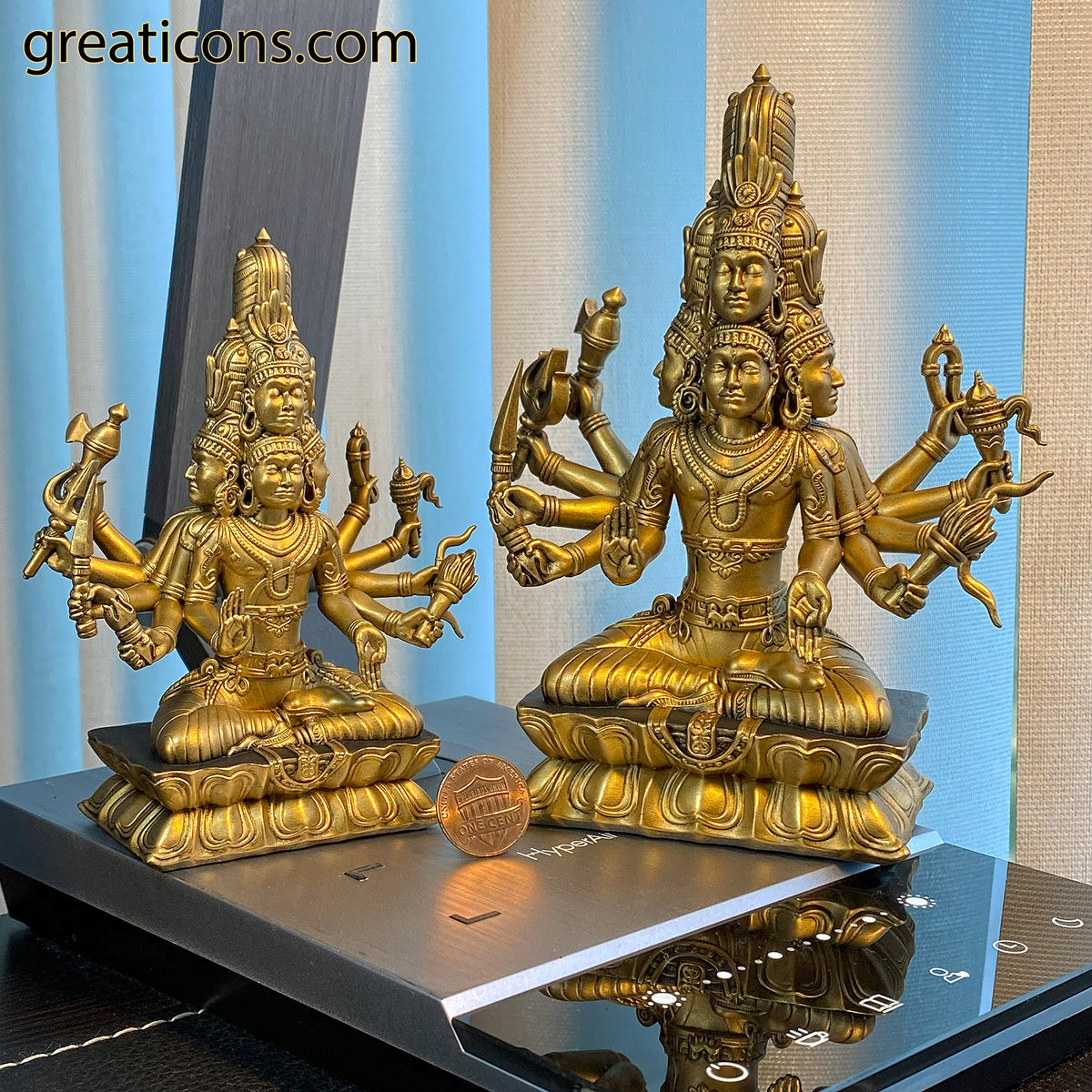 Statue of Lord Sadashiva, the highest five-faced Lord Shiva's form. (Handmade, UV-resin, 2 sizes)