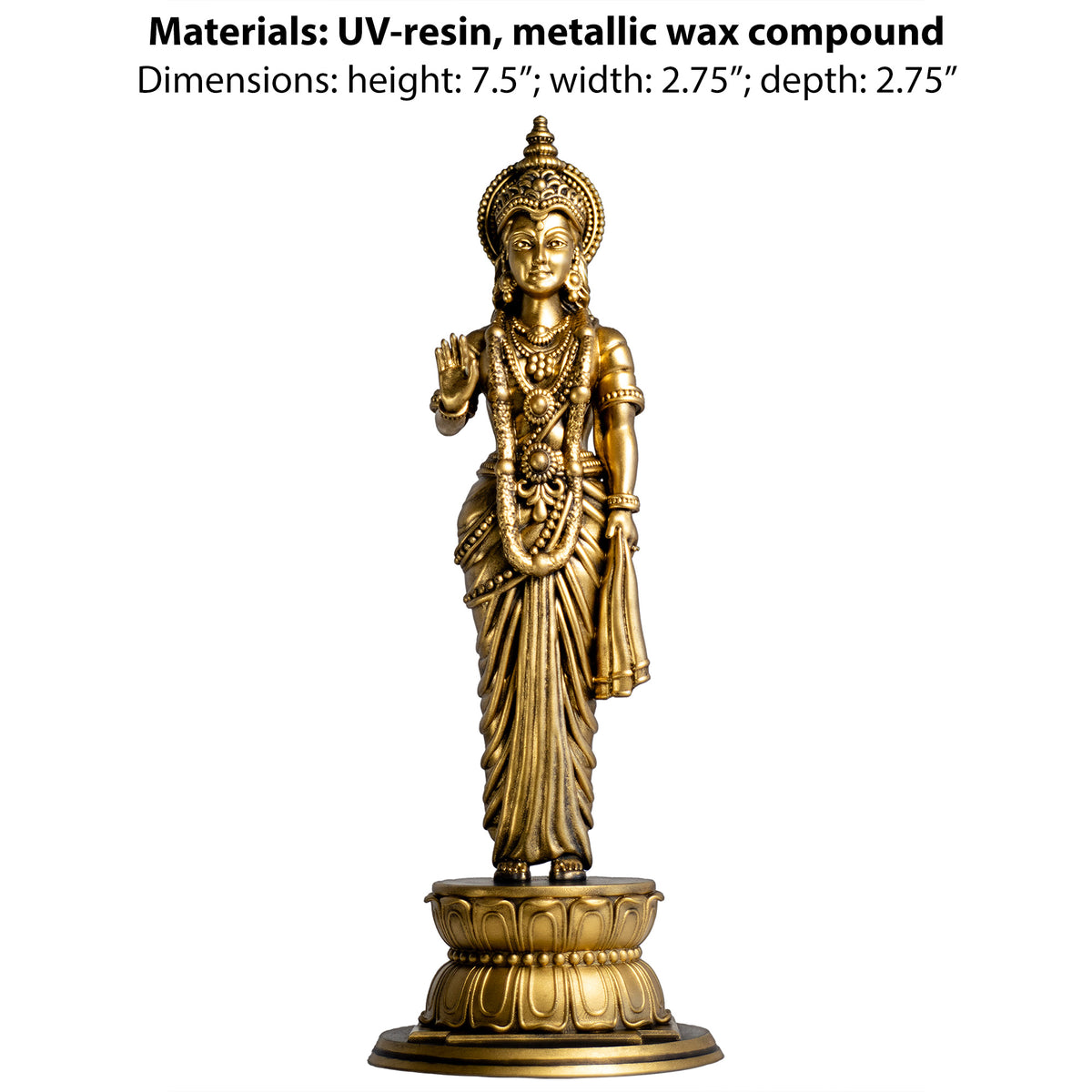 Statue de Shri Sita, épouse du Seigneur Ram dans l'épopée du Ramayana. Avatar de la déesse Lakshmi. (Faite à la main, résine UV)