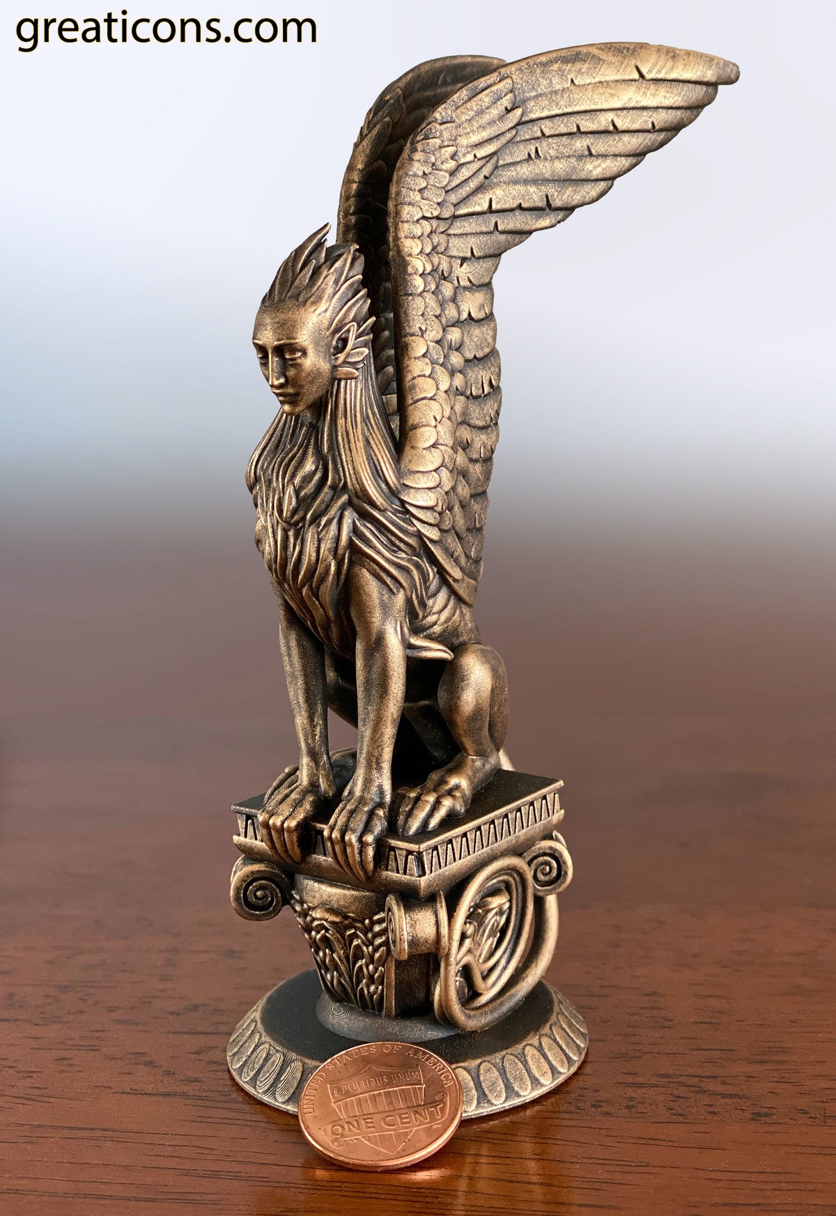 Statue of Ancient Greek Sphinx - guardian of knowledge forbidden to mortals. (Handmade, UV-resin)