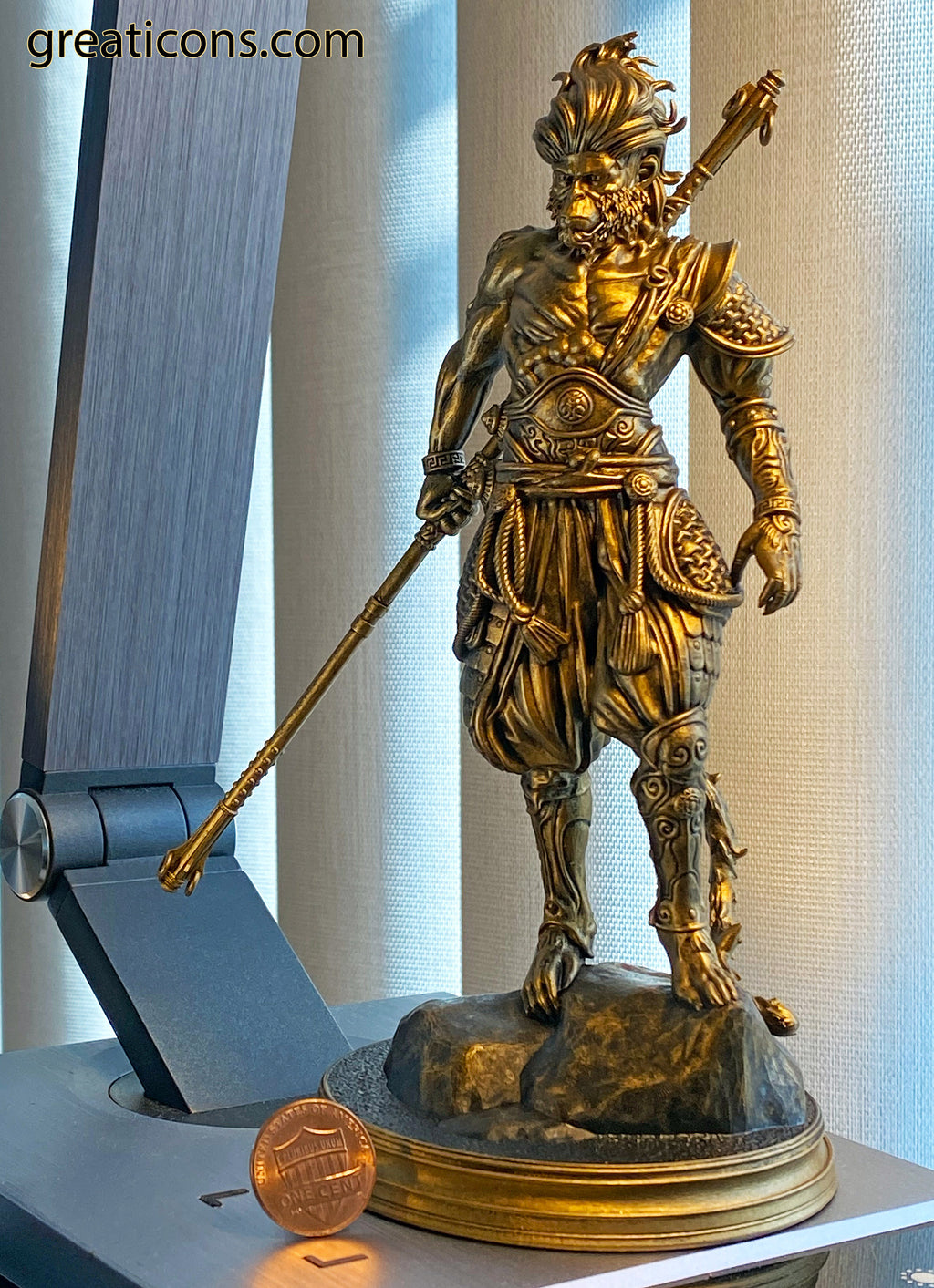 Statue de Sun Wukong, le Roi Singe, divinité bouddhiste Feng Shui (fabriquée à la main, résine UV)