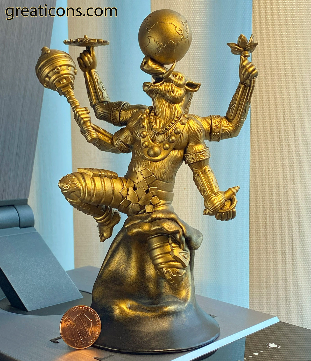 Lord Varaha Saving the Earth Statue. Avatar of Lord Vishnu. (Handmade, UV-resin)