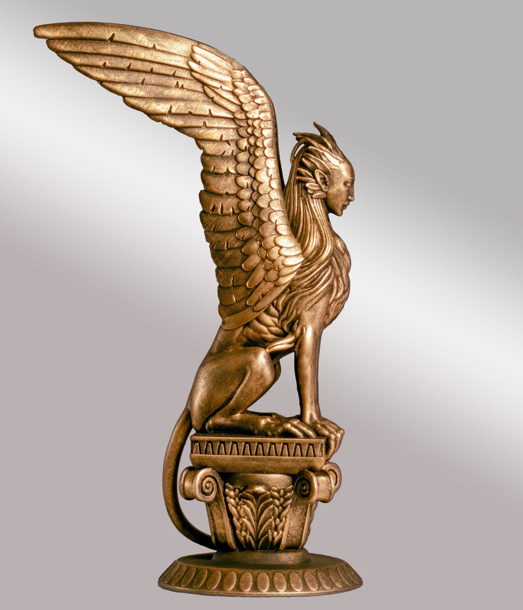Statue de sphinx de la Grèce antique - gardien d'un savoir interdit aux mortels. (Fait main, résine UV)
