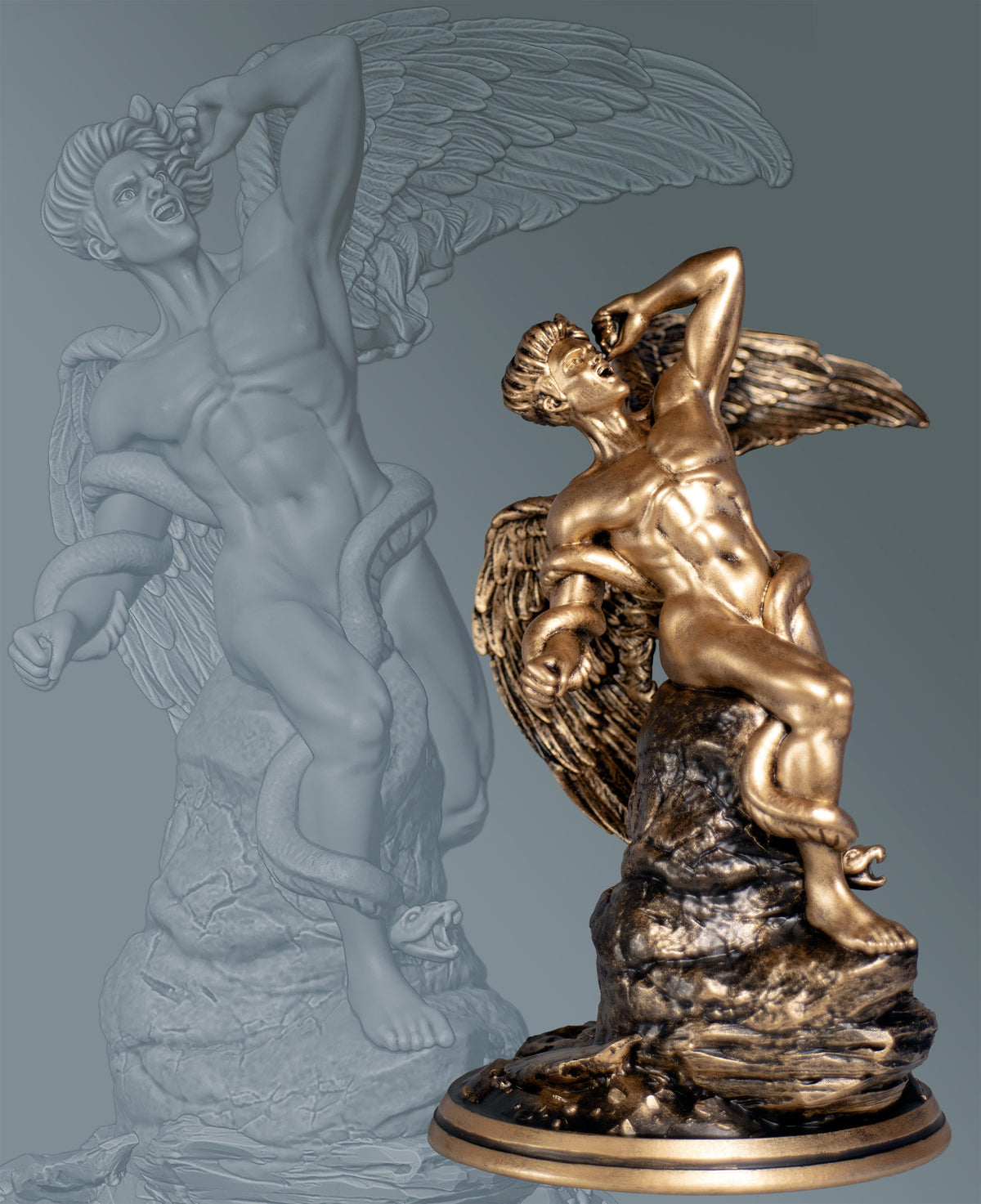 Lucifer Fallen Angel Statue, Morning Star (Venus), Satan Devil (Handmade, UV-Resin)