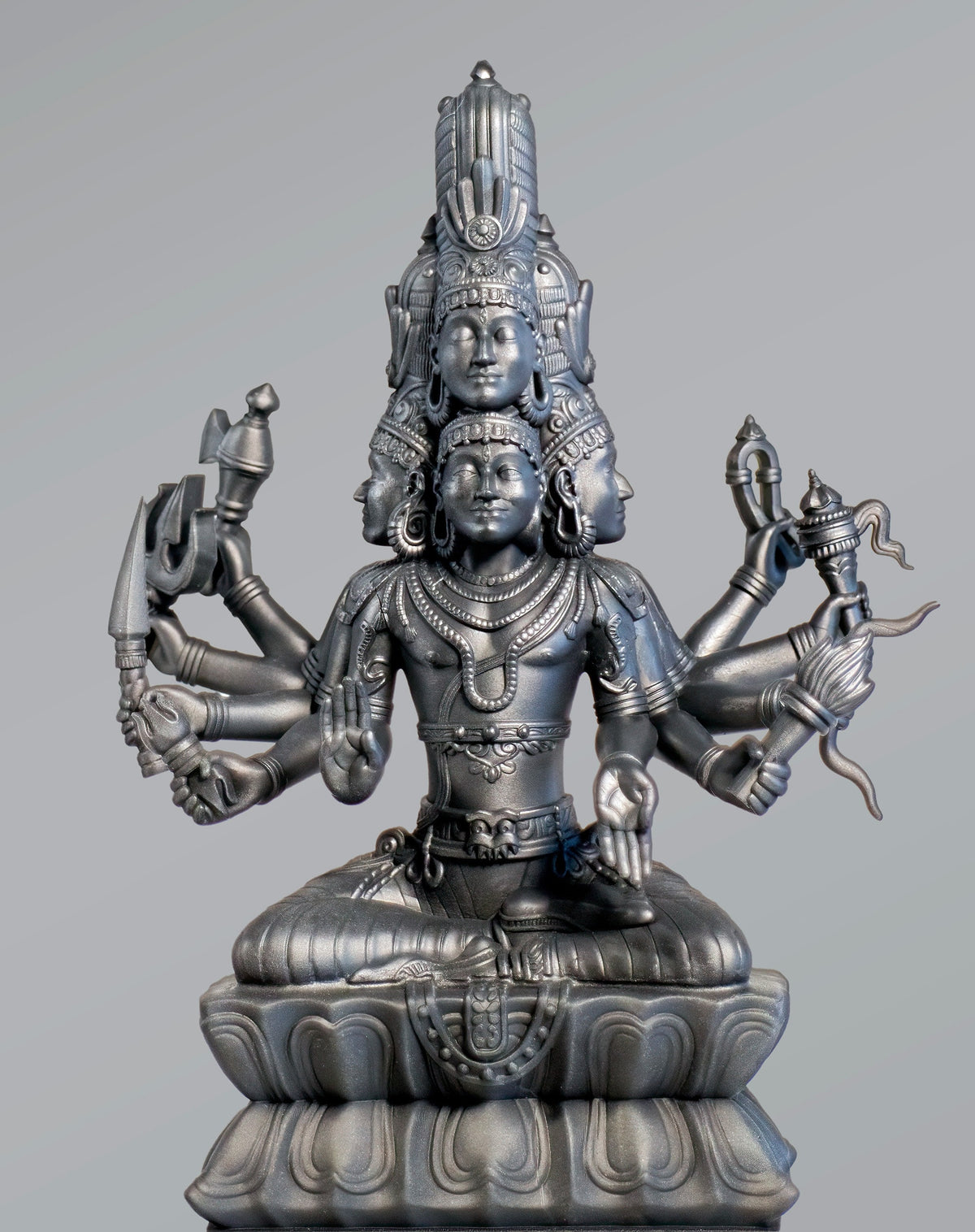 Statue of Lord Sadashiva, the highest five-faced Lord Shiva's form. (Handmade, UV-resin, 2 sizes)