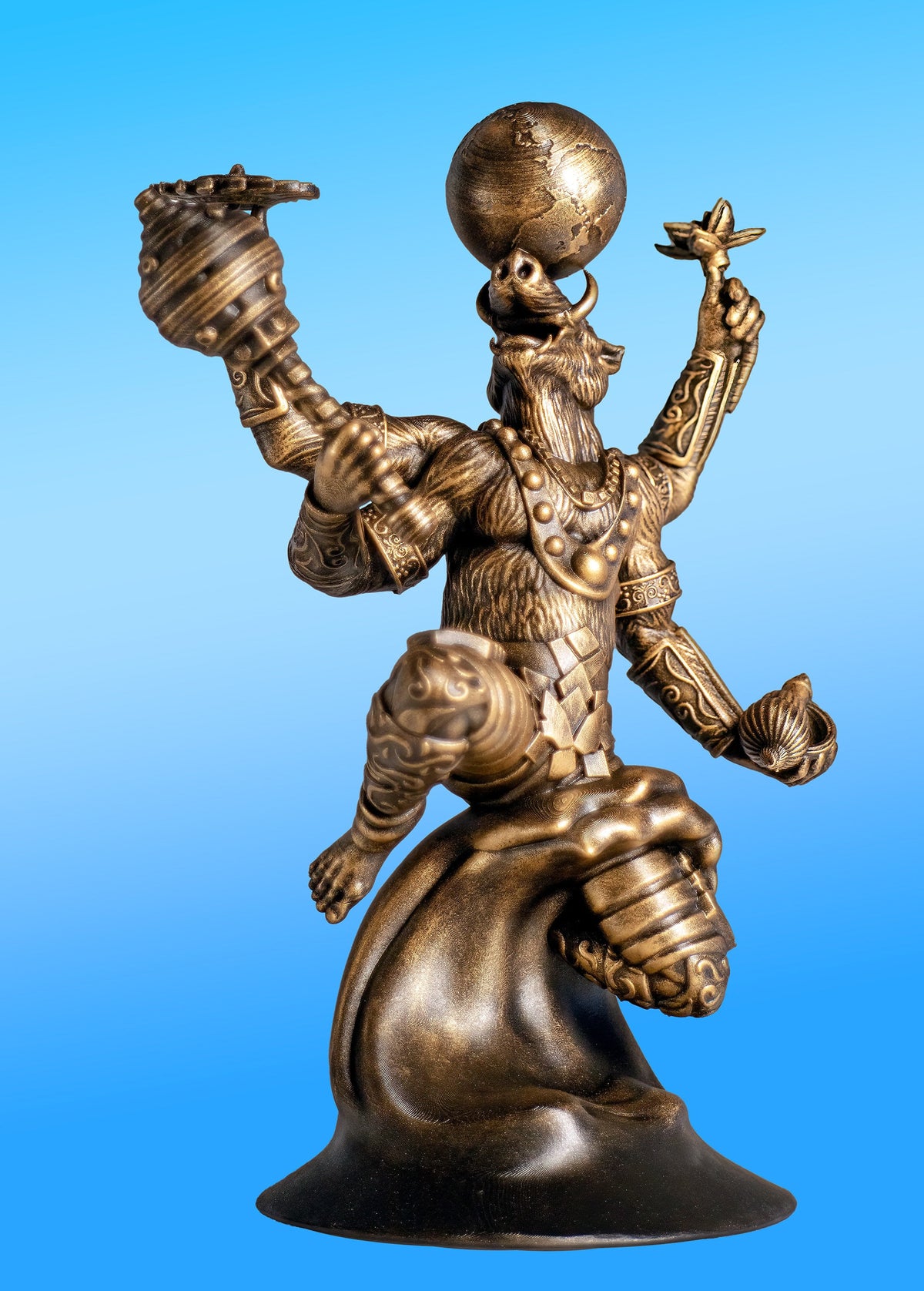 Lord Varaha Saving the Earth Statue. Avatar of Lord Vishnu. (Handmade, UV-resin)