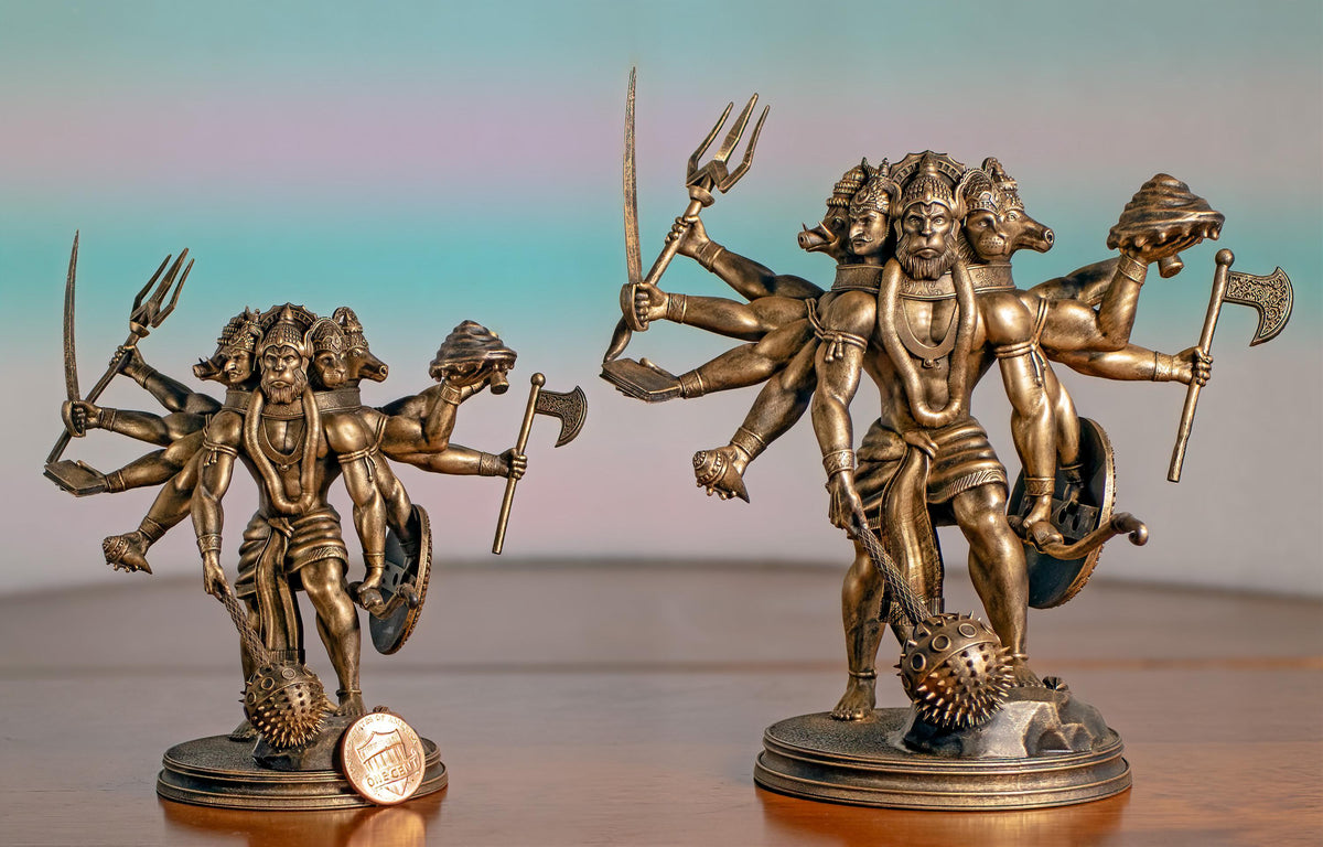 Lord Panchamukhi Hanuman Statue, 5-faced form of Hanuman (Handmade, UV-resin, 2 sizes)