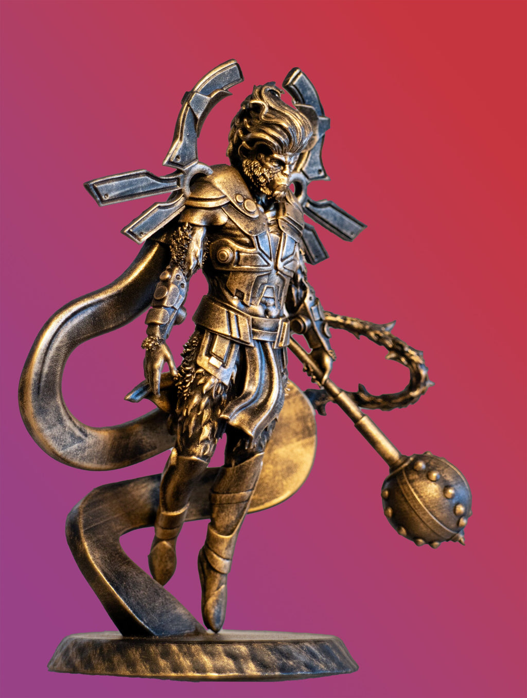 Statue du Seigneur Pavanputra Hanuman en vol. (Fait main, résine UV)