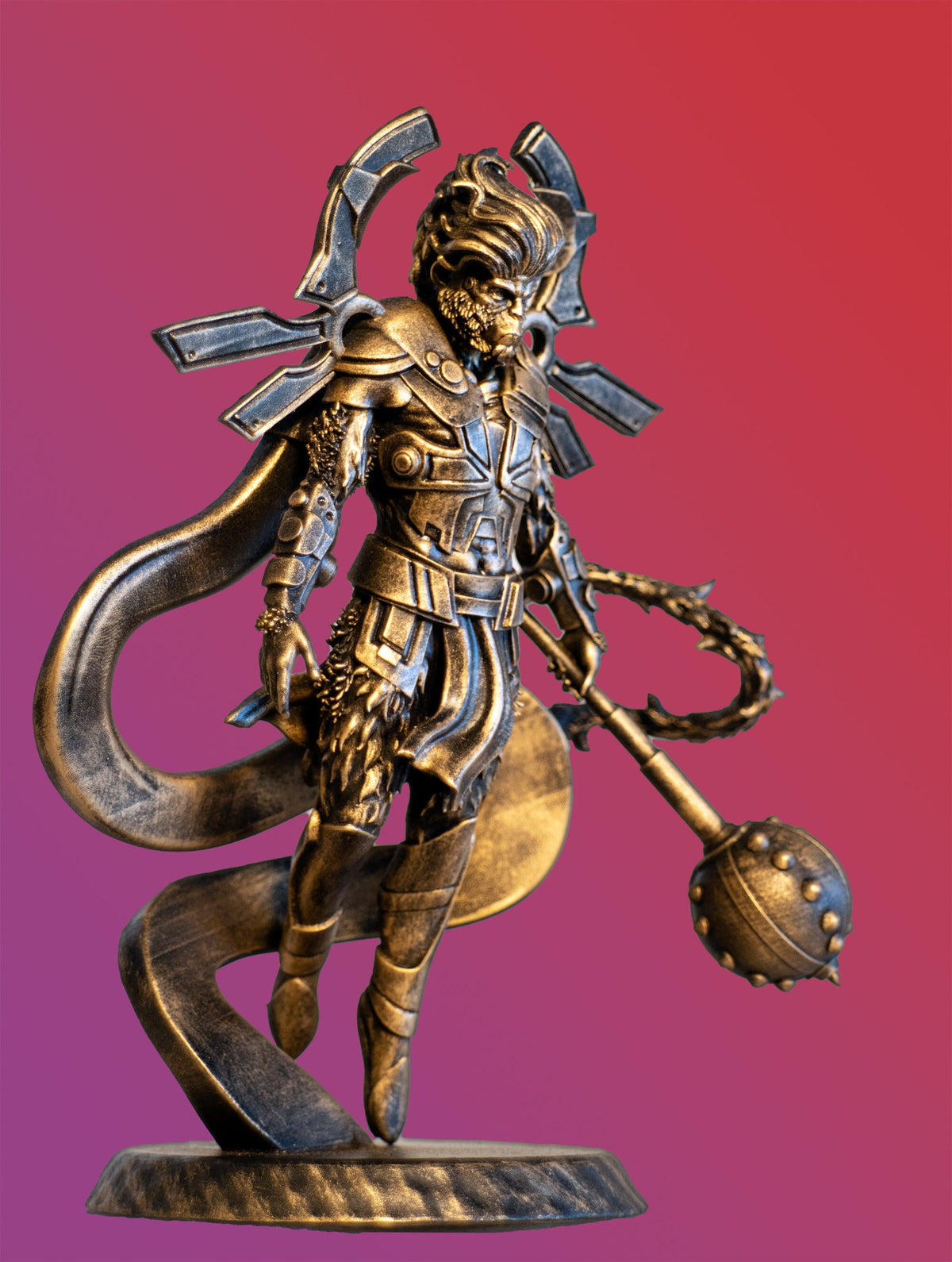 Statue du Seigneur Pavanputra Hanuman en vol. (Fait main, résine UV)