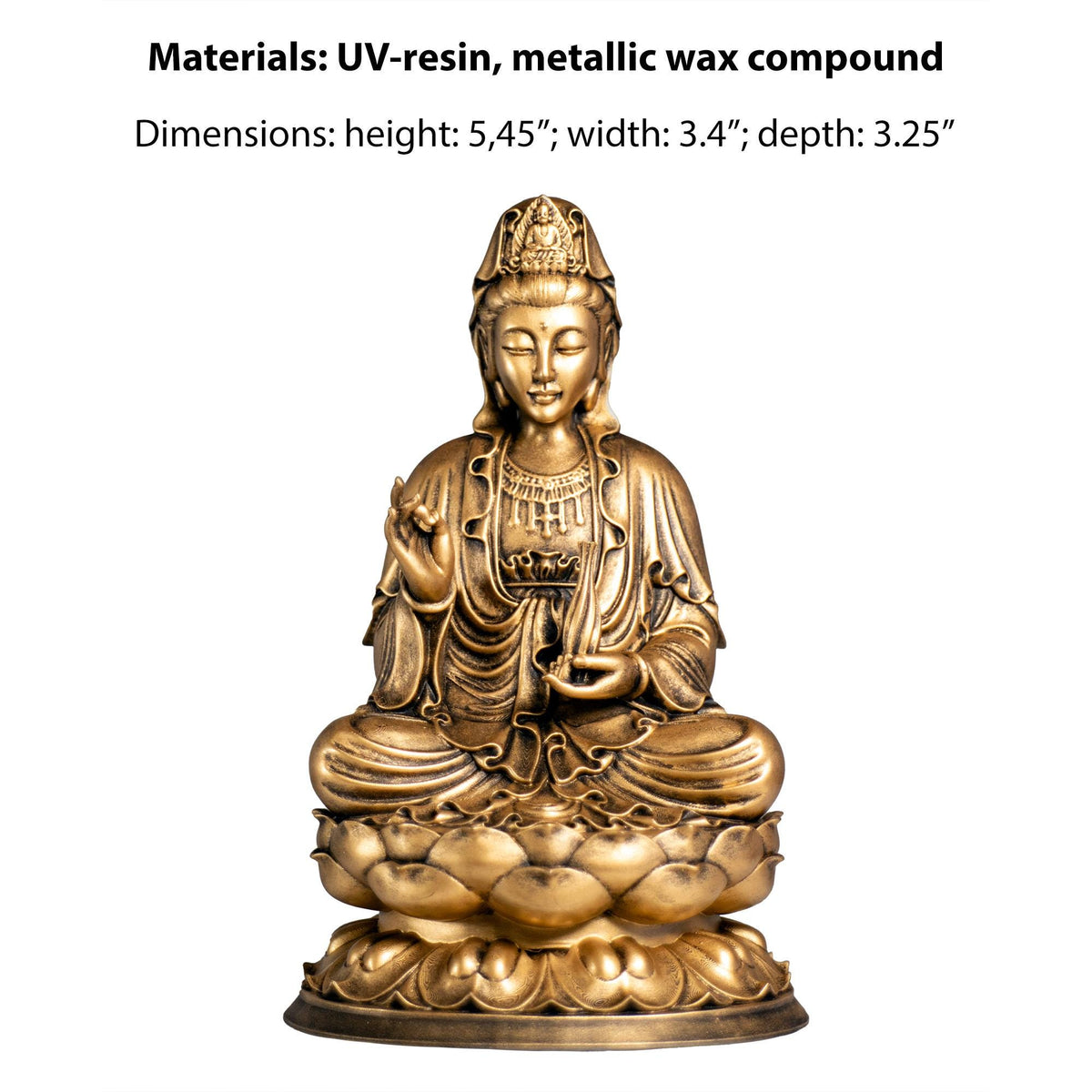 Kwan Yin Avalokiteshvara Statue, Bodhisattva of Compassion, Goddess of Mercy. (Handmade, UV-resin)