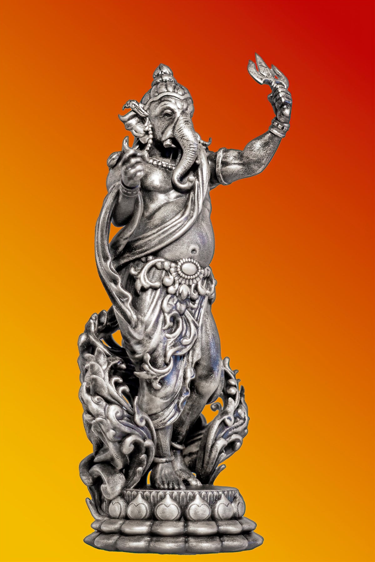 Statue of Standing Lord Ganesha, Elephant-headed God of New Beginnings. (Handmade, UV-resin)