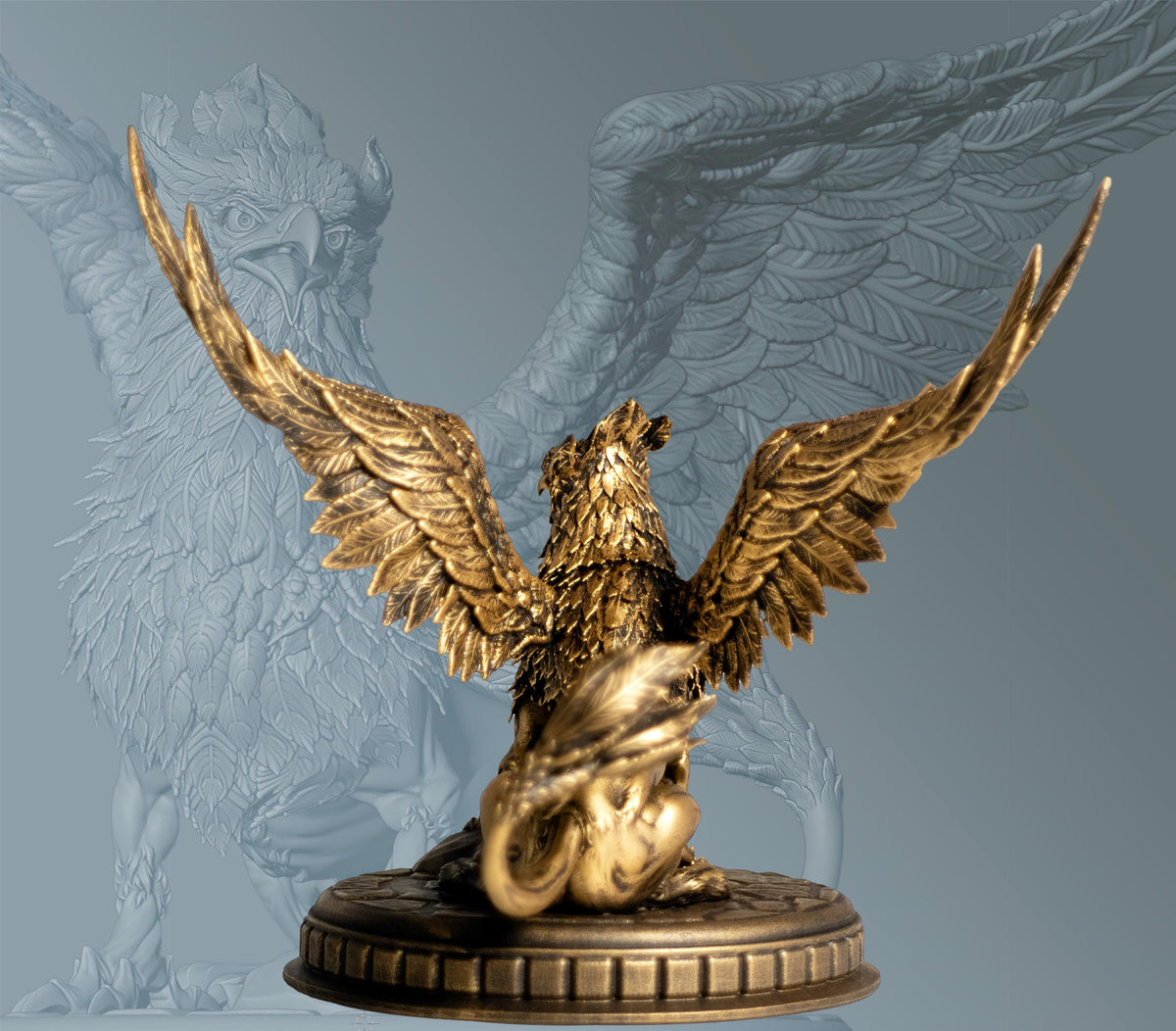 Griffin (Griffon, Gryphon) Statue, Mythical Creature in Egypt, India, Europe. (2 sizes, Handmade, UV-resin)