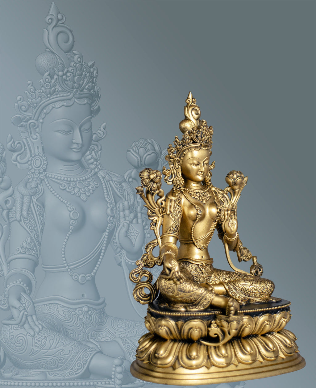 Statue de Tara, Bodhisattva féminine, divinité de méditation, Mère de la libération, déesse du tantra. (Fait main, résine UV)