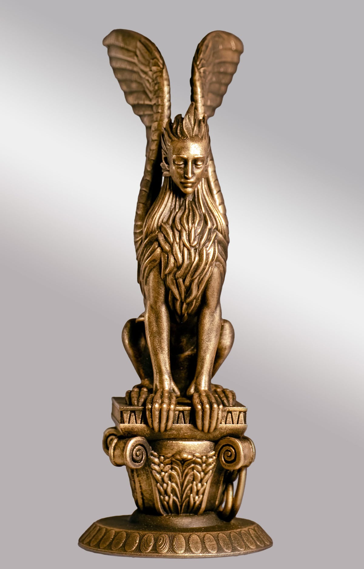 Statue of Ancient Greek Sphinx - guardian of knowledge forbidden to mortals. (Handmade, UV-resin)