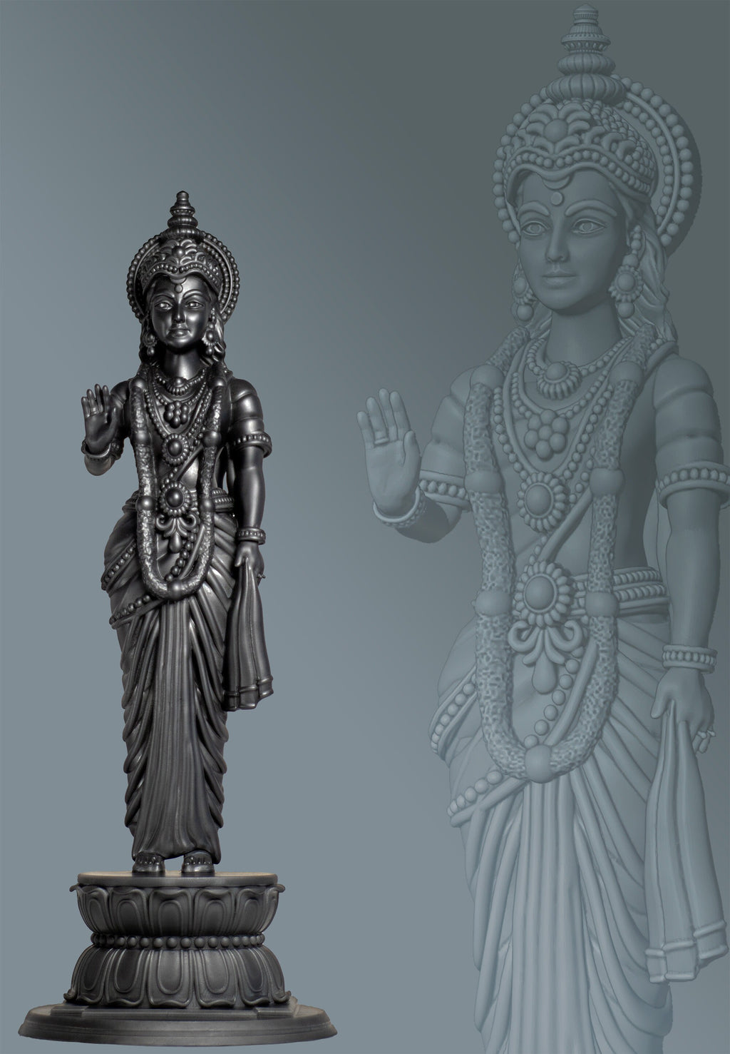Statue de Shri Sita, épouse du Seigneur Ram dans l'épopée du Ramayana. Avatar de la déesse Lakshmi. (Faite à la main, résine UV)