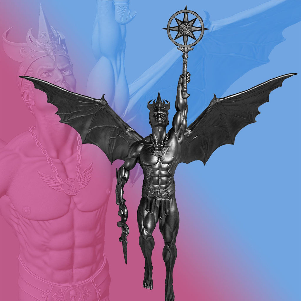 Statue de Lucifer Rising, alias Ange déchu, Satan, Diable (Fait main, résine UV)