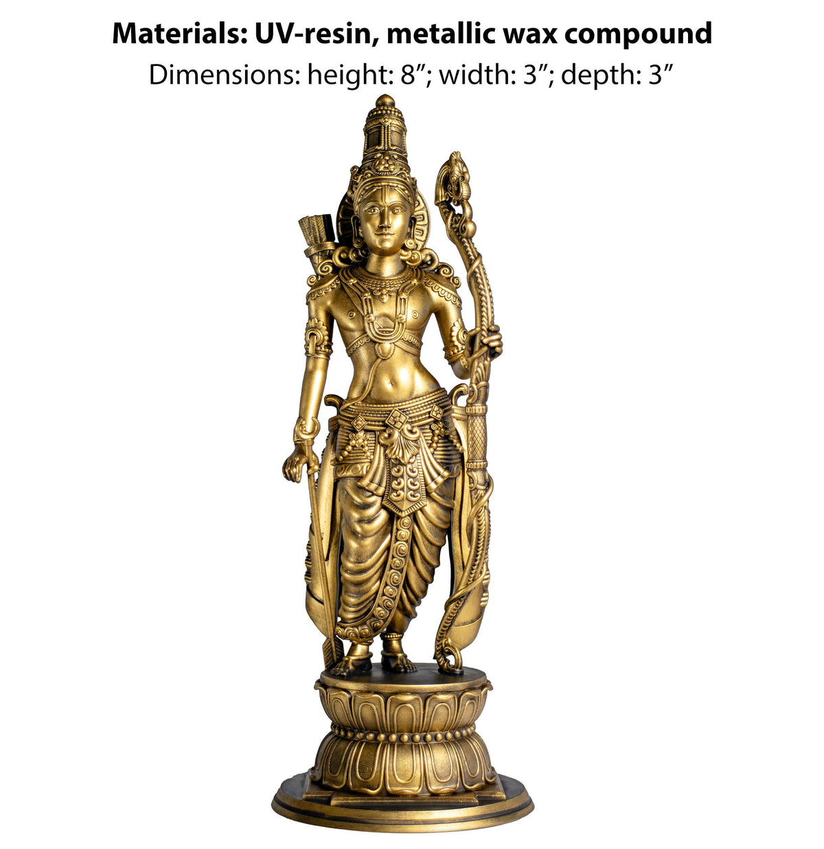 Shree Rama Statue, Ram, Raman, Ramar, Ramachandra, Lord Vishnu's 7th Avatar. (Handmade, UV-resin)