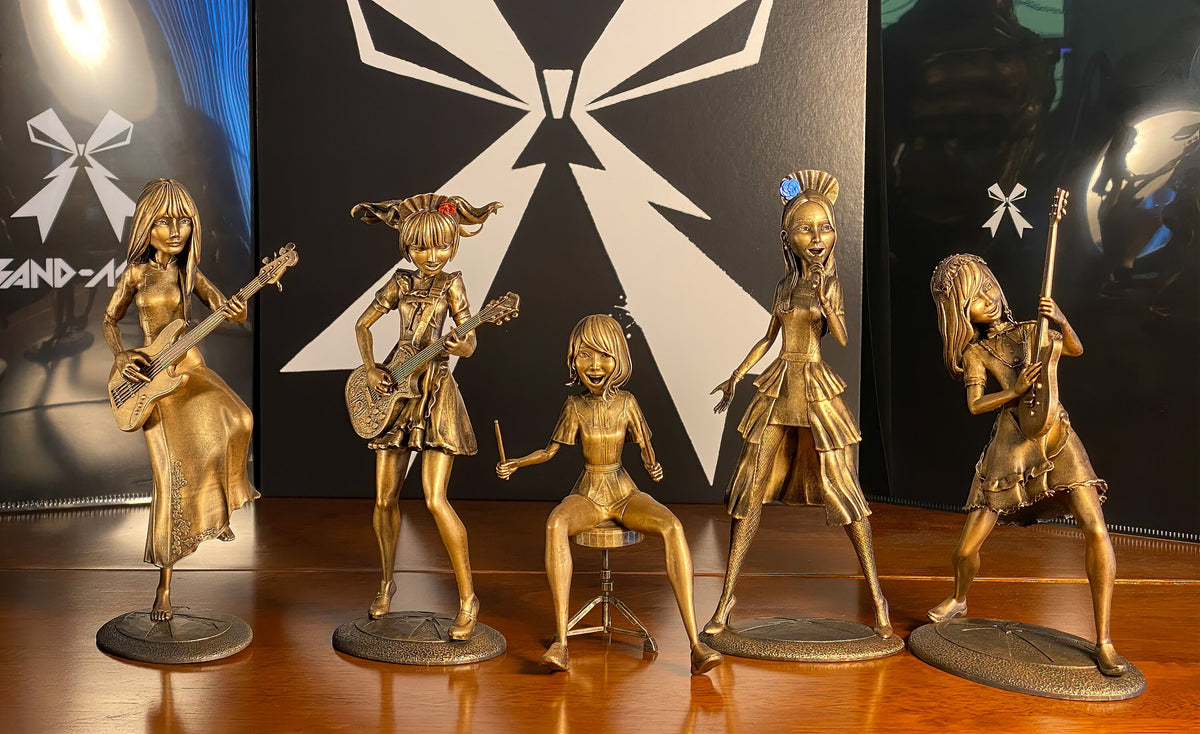 Complete Band-Maid of 3D modeled and printed handmade UV-resin figurines