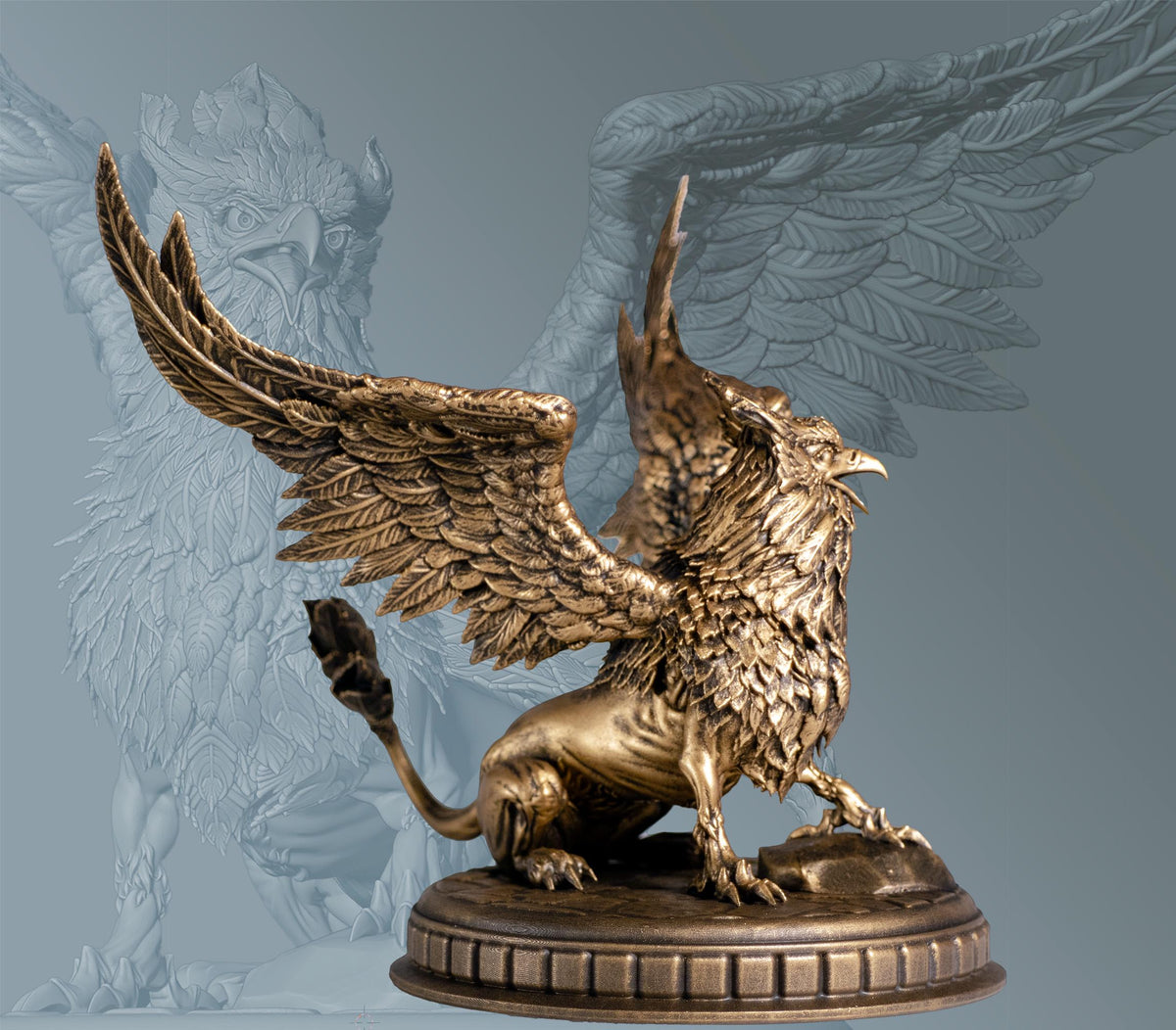 Griffin (Griffon, Gryphon) Statue, Mythical Creature in Egypt, India, Europe. (2 sizes, Handmade, UV-resin)