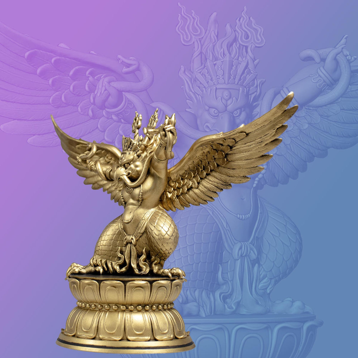 Lord Garuda King of Birds Statue. Lord Vishnu's Vahana (mount), (Handmade, UV-resin)