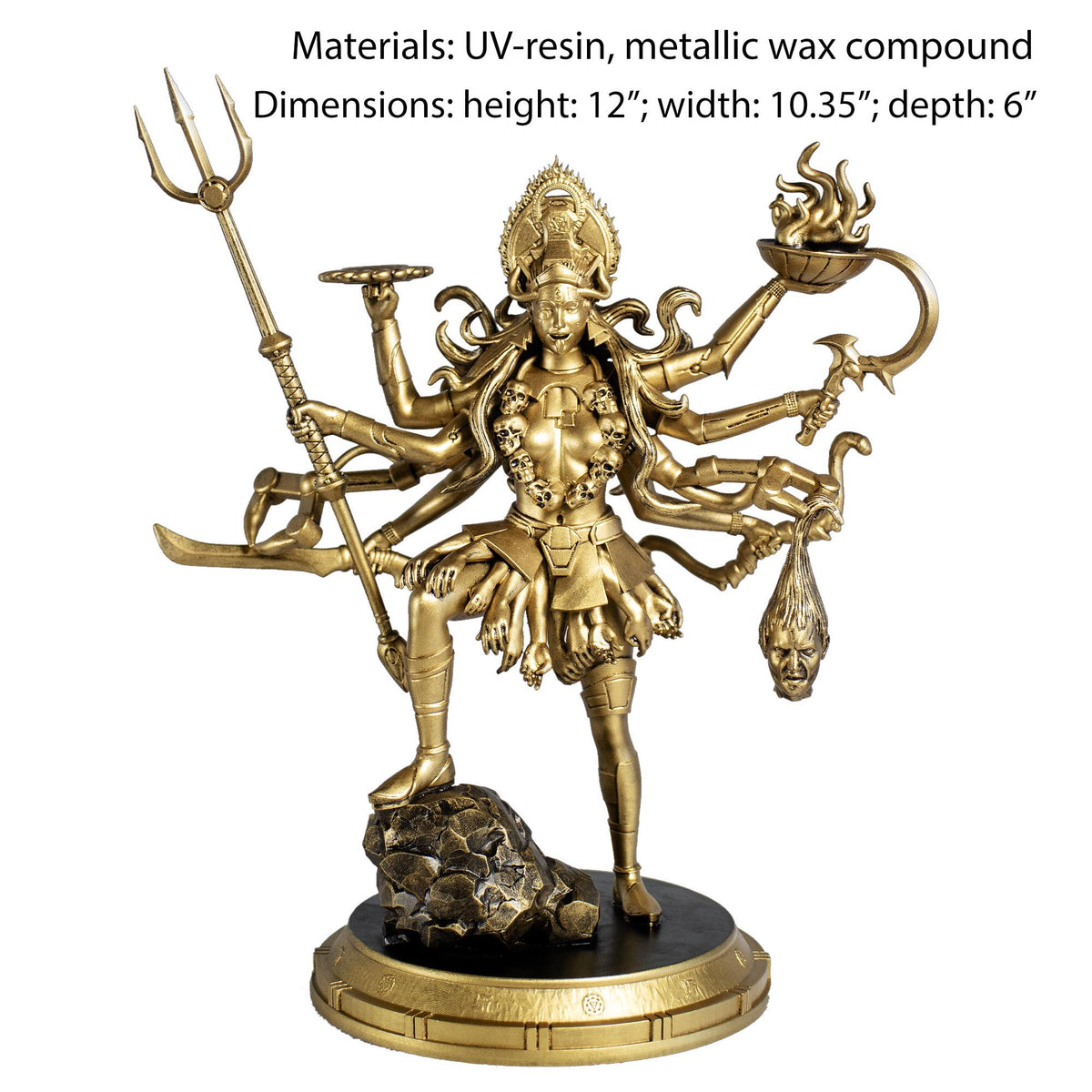 Kali Ma Mahadevi 12" Statue , Goddess of Time and Death (Handmade, UV-resin)