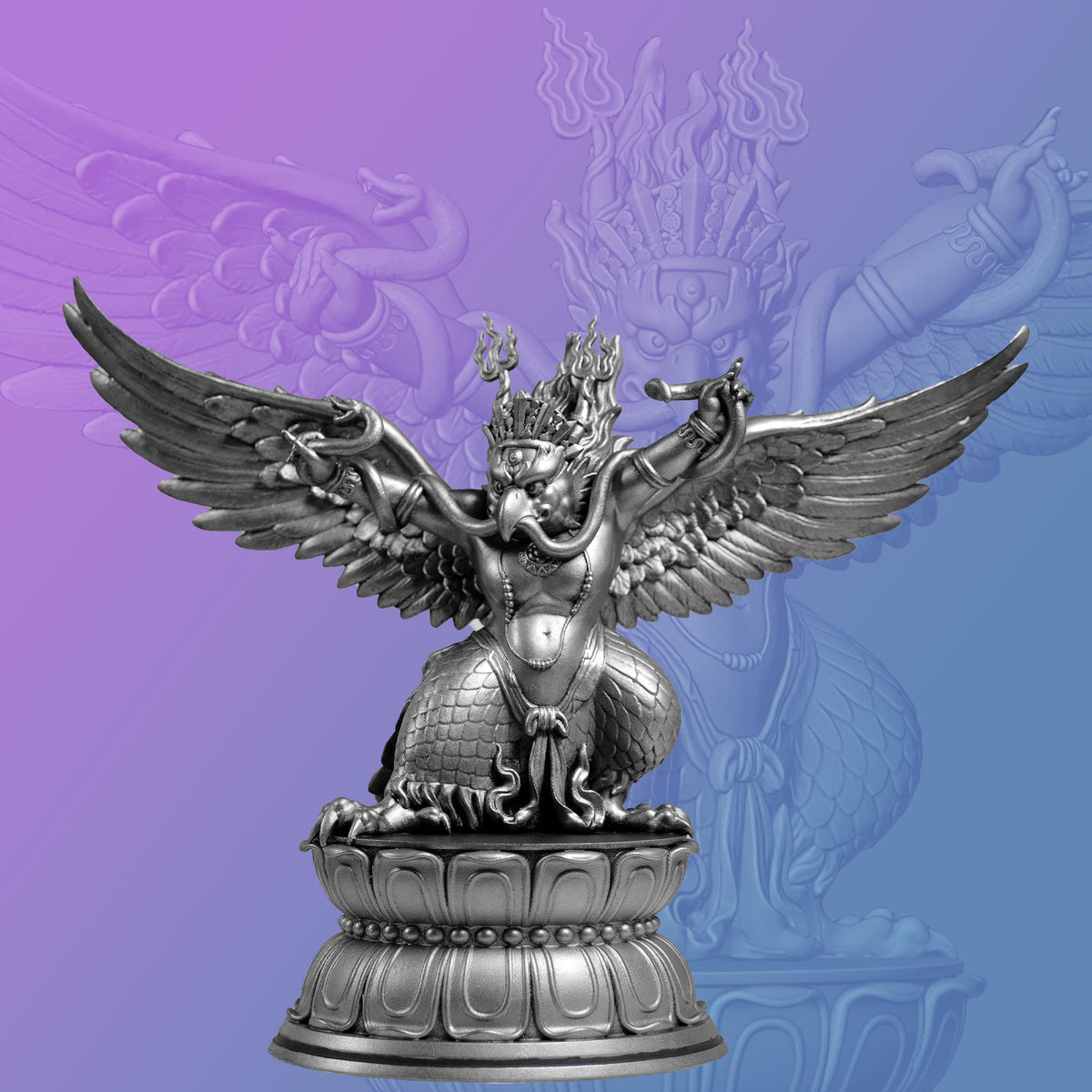Lord Garuda King of Birds Statue. Lord Vishnu's Vahana (mount), (Handmade, UV-resin)