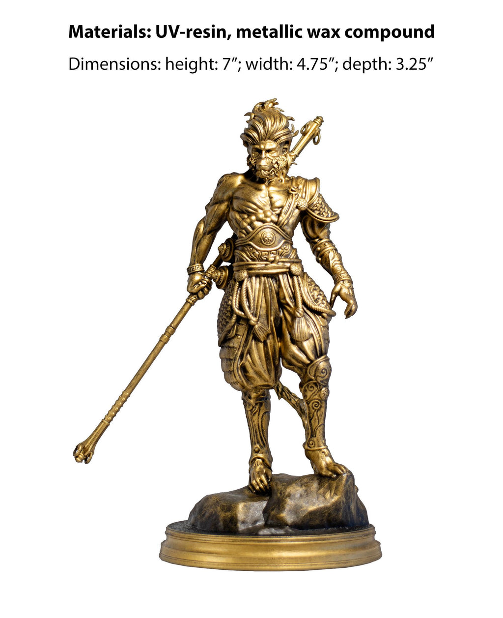Statue de Sun Wukong, le Roi Singe, divinité bouddhiste Feng Shui (fabriquée à la main, résine UV)